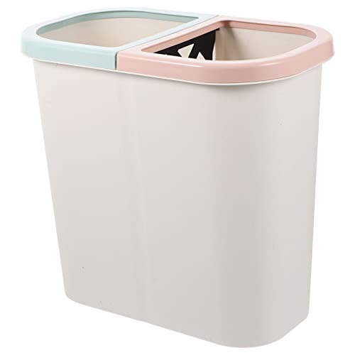 Dual Compartment Trash Can with Lid - Dry & Wet Waste Separation, Recyclable Dustbin for Kitchen, Bathroom & Office - White Classified Garbage Container | Ideal for Home Organization & Eco-Friendly Living
