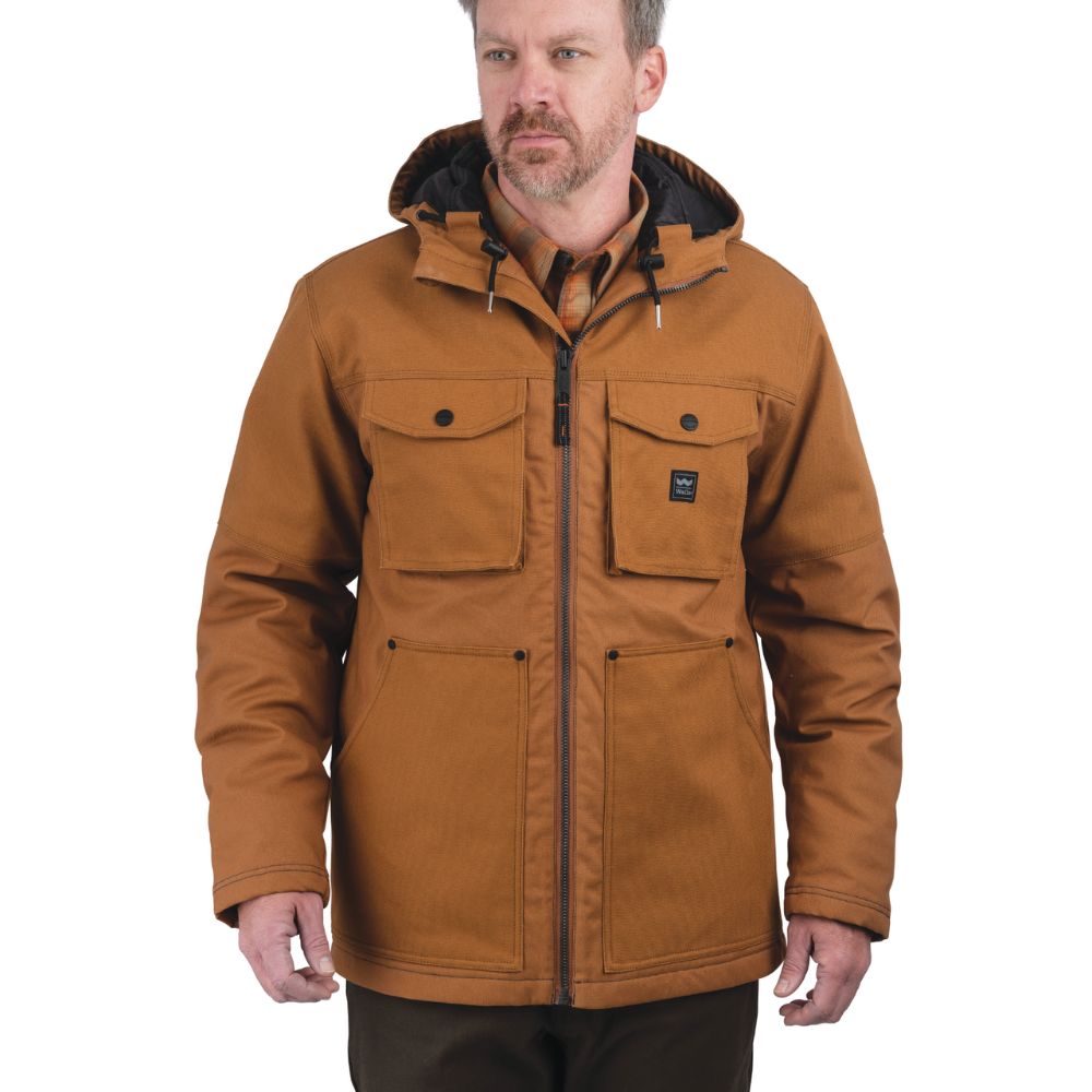Men's Edgewood Waterproof Duck Insulated Work Coat - Heavy Duty Winter Jacket for Outdoor Work & Hunting | Warm & Durable Brown YC12 | Perfect for Construction, Farming & Cold Weather Activities
