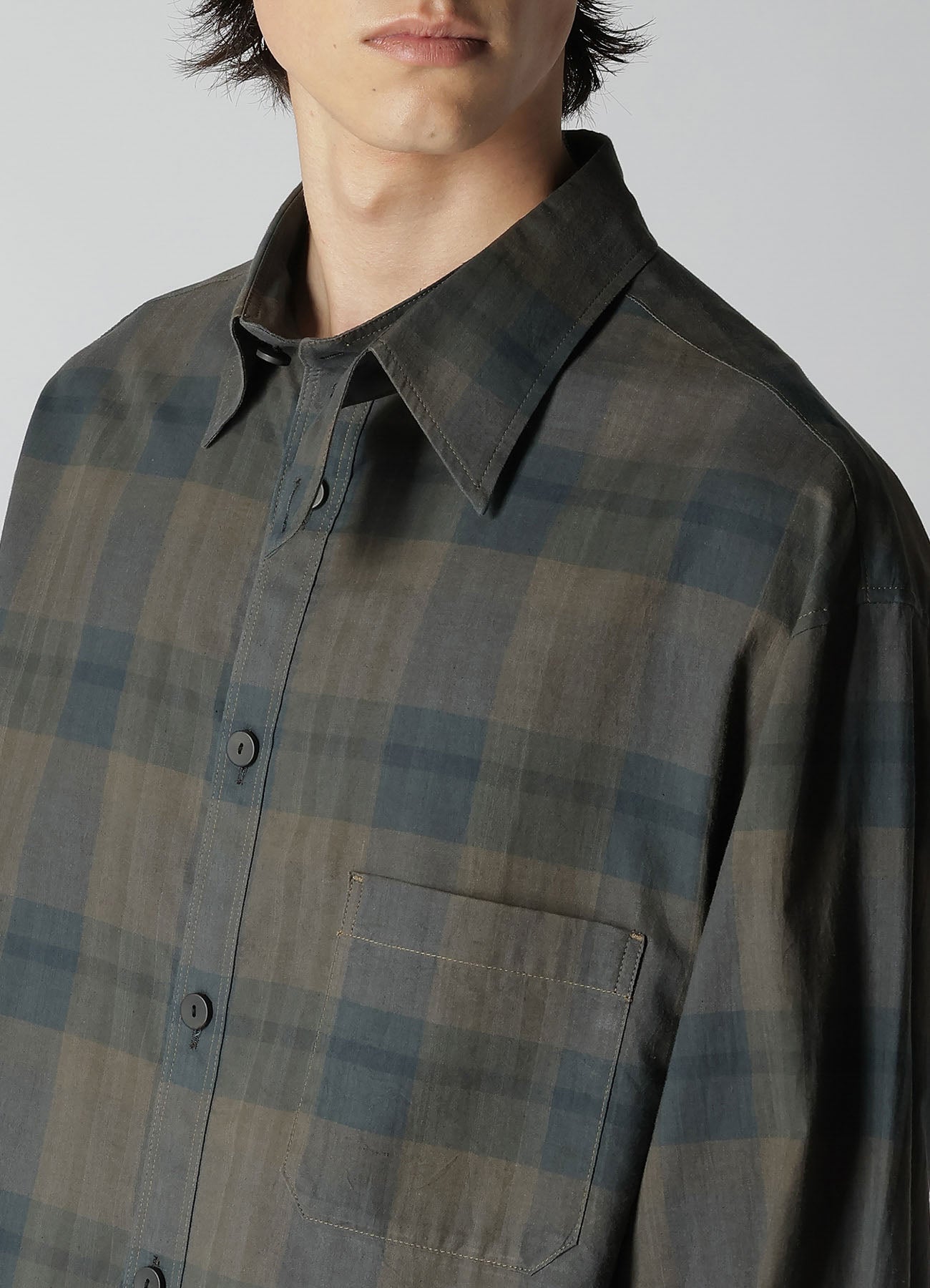 Stylish Cotton Linen Plaid Shirt with Layered Collar | Comfortable Casual Button Down Shirt for Men | Perfect for Office, Date Night & Outdoor Activities