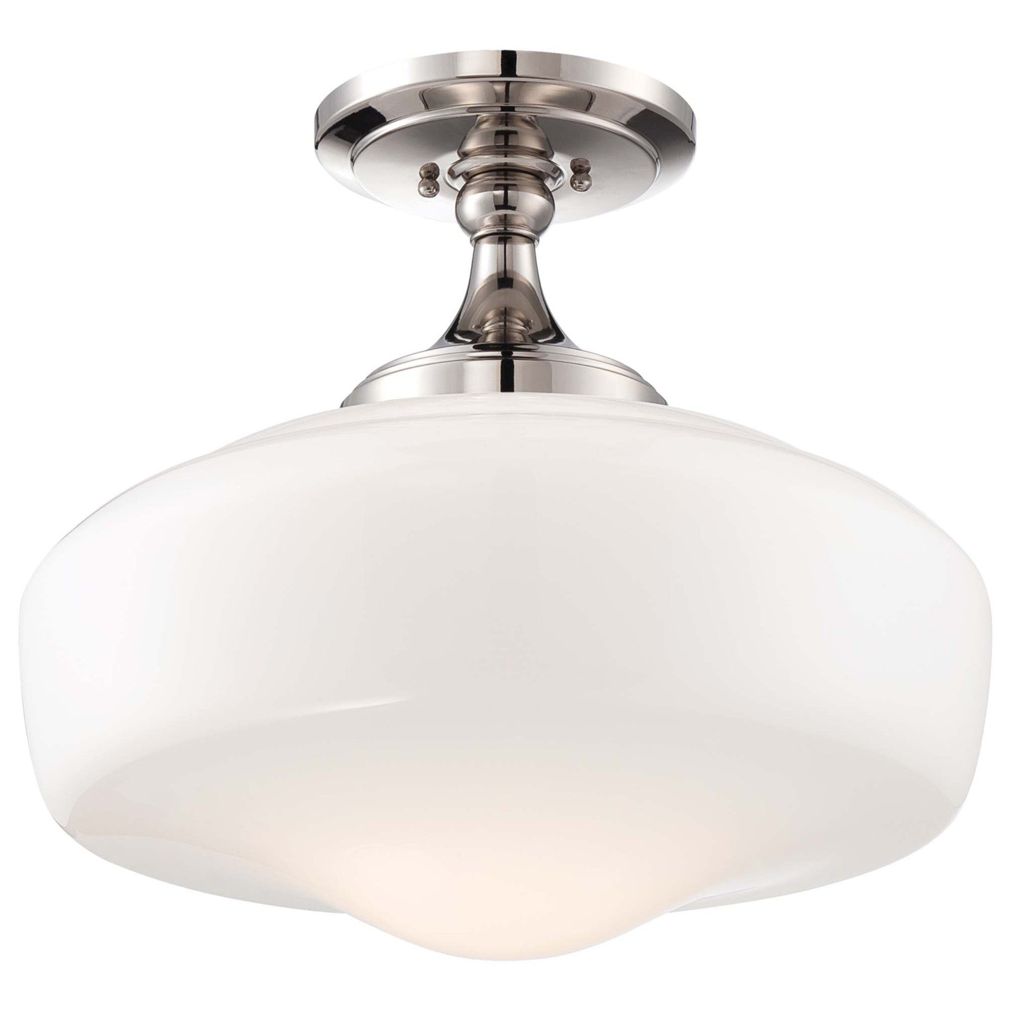 17 Inch Semi Flush Mount Light Fixture - Polished Nickel Finish for Dining Room, Bedroom & Hallway Lighting