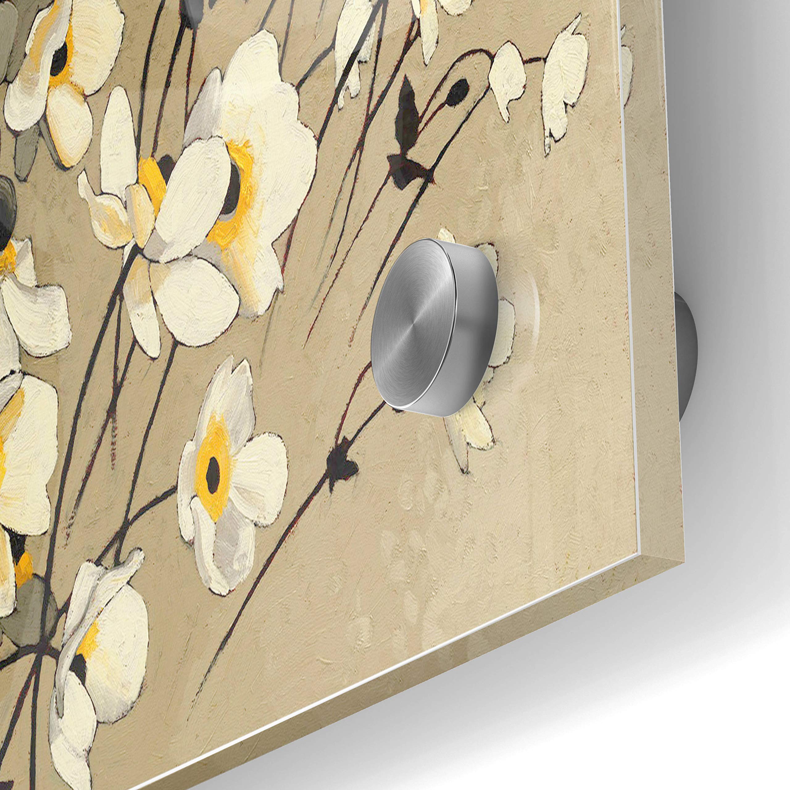 Epic Art 'Anemones Japonaises Blancs' by Shirley Novak - 24x36 Inch Acrylic Glass Wall Decor - Modern Floral Painting for Living Room, Bedroom & Office Decor