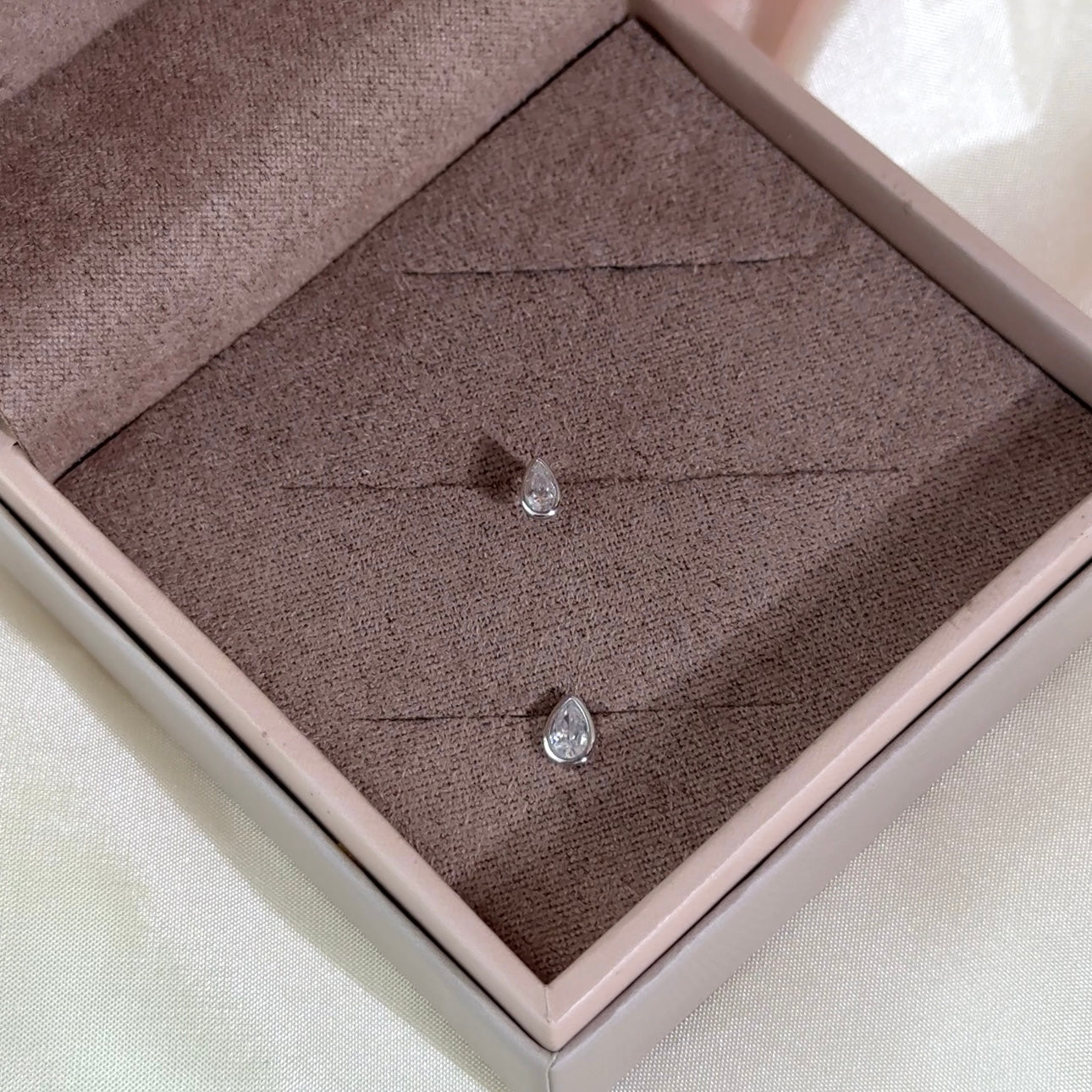 14K White Gold Pear Gemstone Stud Earrings - Flat Back Bezel Set for Secure Wear | Perfect for Everyday, Work & Special Occasions
