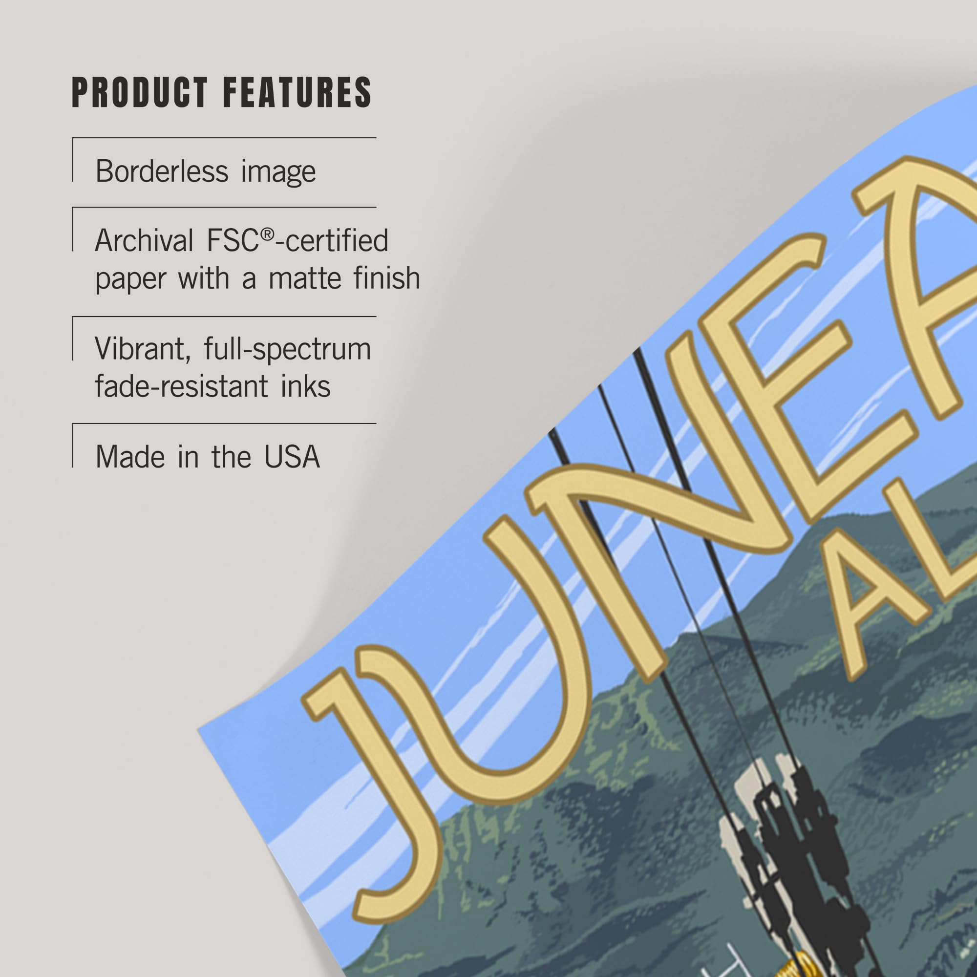 Lantern Press 16x24 Inch Giclee Art Print - Juneau Alaska Landscape with Mt. Roberts Tramway - Premium Wall Decor for Living Room, Bedroom & Office