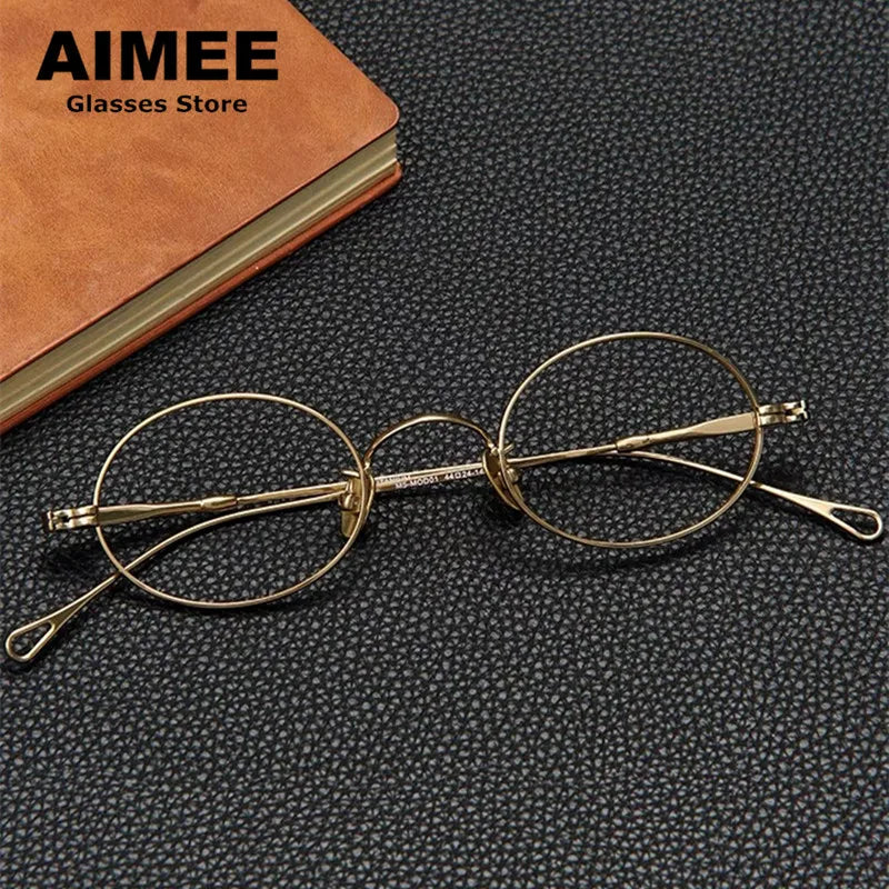 Aimee Unisex Full Rim Small Oval Round Titanium Eyeglasses Frame 85001 - Lightweight & Durable Eyewear for Men & Women - Perfect for Reading, Work, and Everyday Use