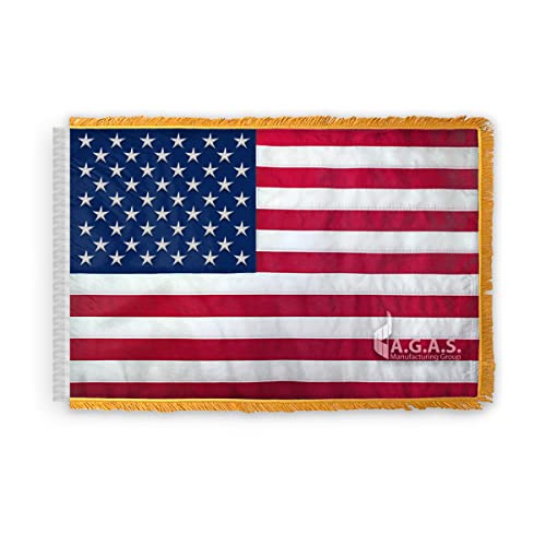 2.5' X 4' Ft USA Embroidered Ceremonial Flags With Fringe