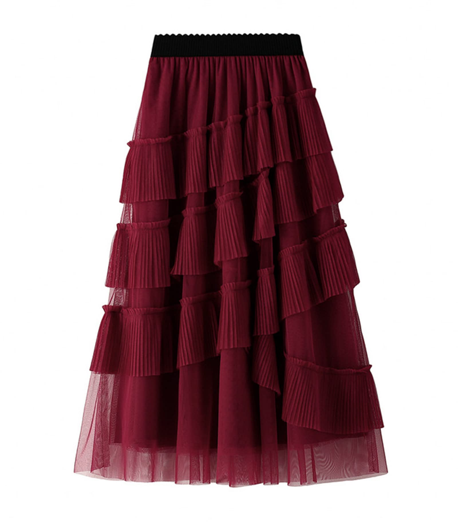 NJNJGO Women's Elastic Waist Layered Princess Cake Dress - Multi-Layered Sheer Tutu Skirt for Party, Wedding, Prom & Special Occasions