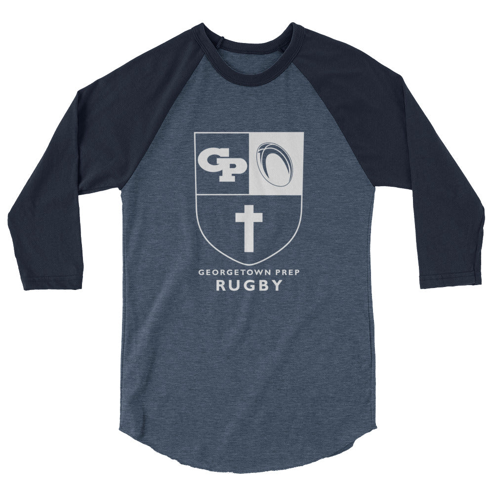 Georgetown Prep Rugby Raglan 3/4 Sleeve Tee - Vintage Style Athletic Shirt for Rugby Fans & School Spirit - Perfect for Game Days, Team Events & Casual Wear