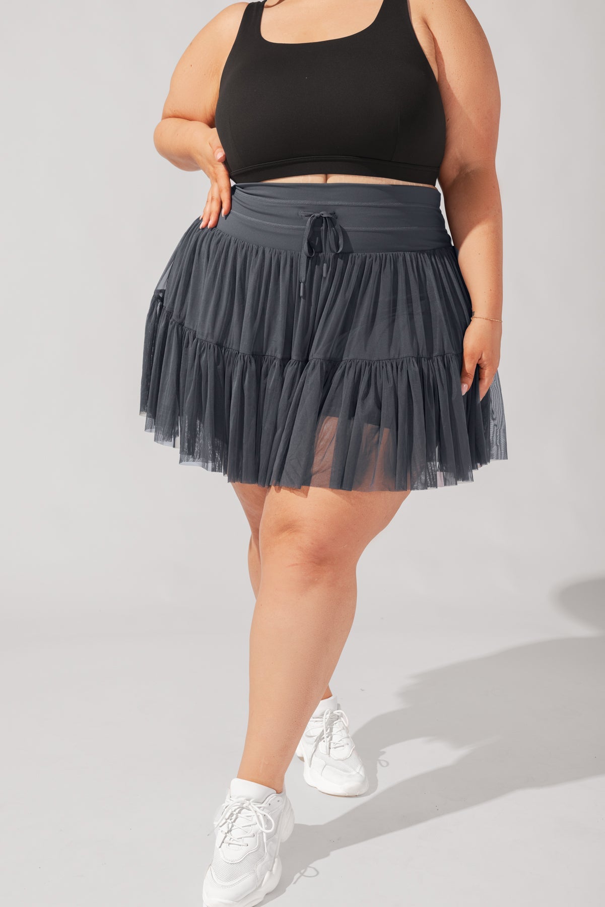 Pirouette Skort for Women - Smoky Grey | Stretchy Tennis Skirt with Built-in Shorts | Perfect for Yoga, Running, and Casual Wear