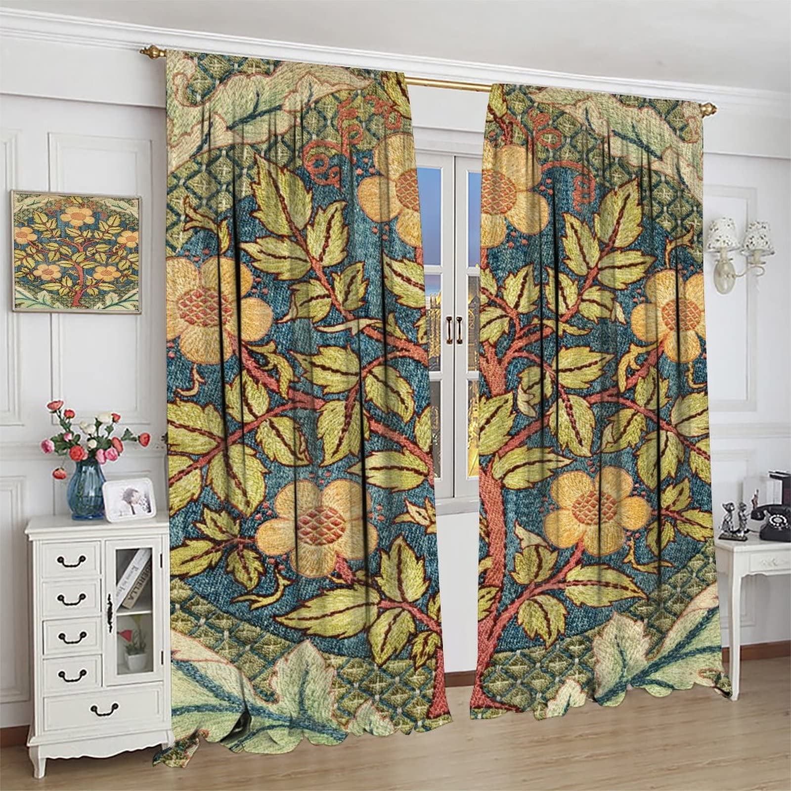 Blackout Curtain Panels 42x45 Inch - Boho Vintage Art Pattern for Bedroom & Living Room | Light Blocking, Noise Reducing Window Drapes for Better Sleep & Privacy