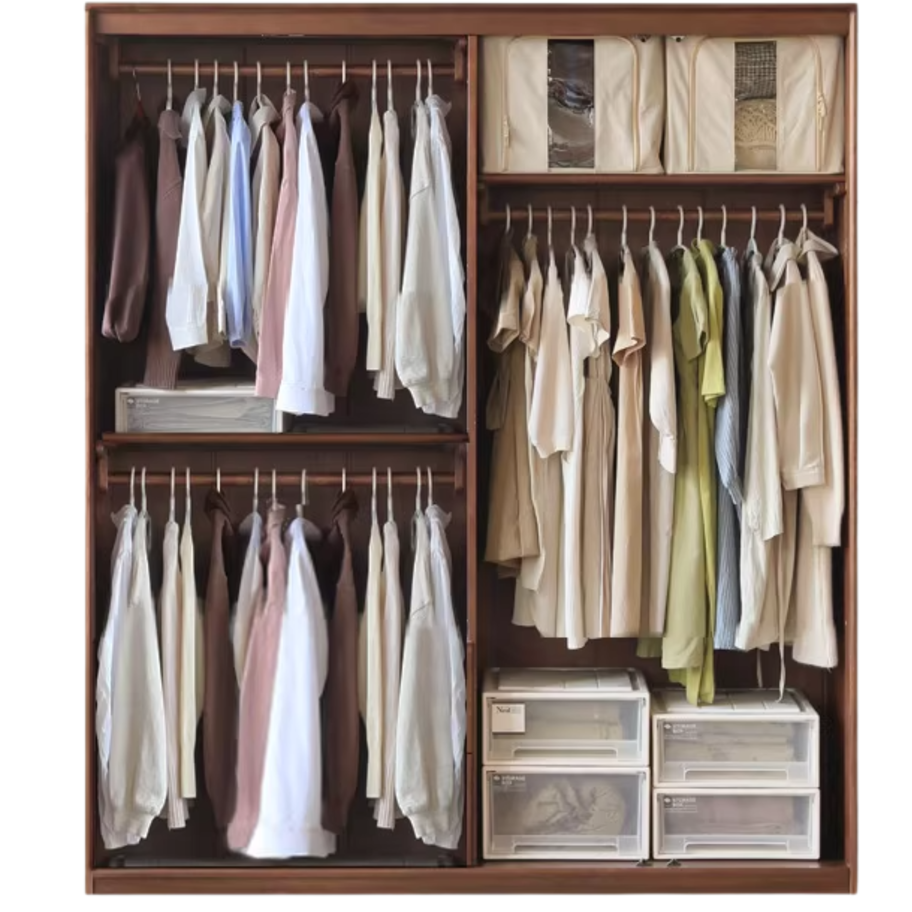 Solid Black Walnut Wood Large Wardrobe - Spacious Closet Organizer for Bedroom, Walk-in Closet & Master Suite Storage