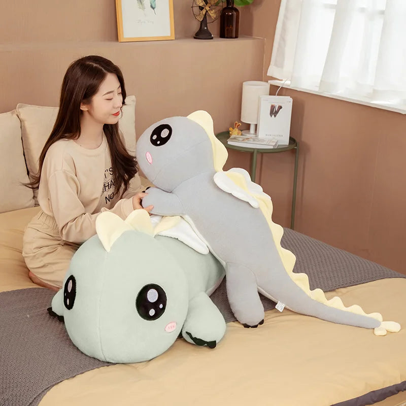 90-130cm Giant Angel Dinosaur Plush Toy - Soft Winged Cartoon Dinosaur Stuffed Animal Pillow for Kids | Perfect for Bedroom Decor, Birthday Gifts & Cuddle Companions