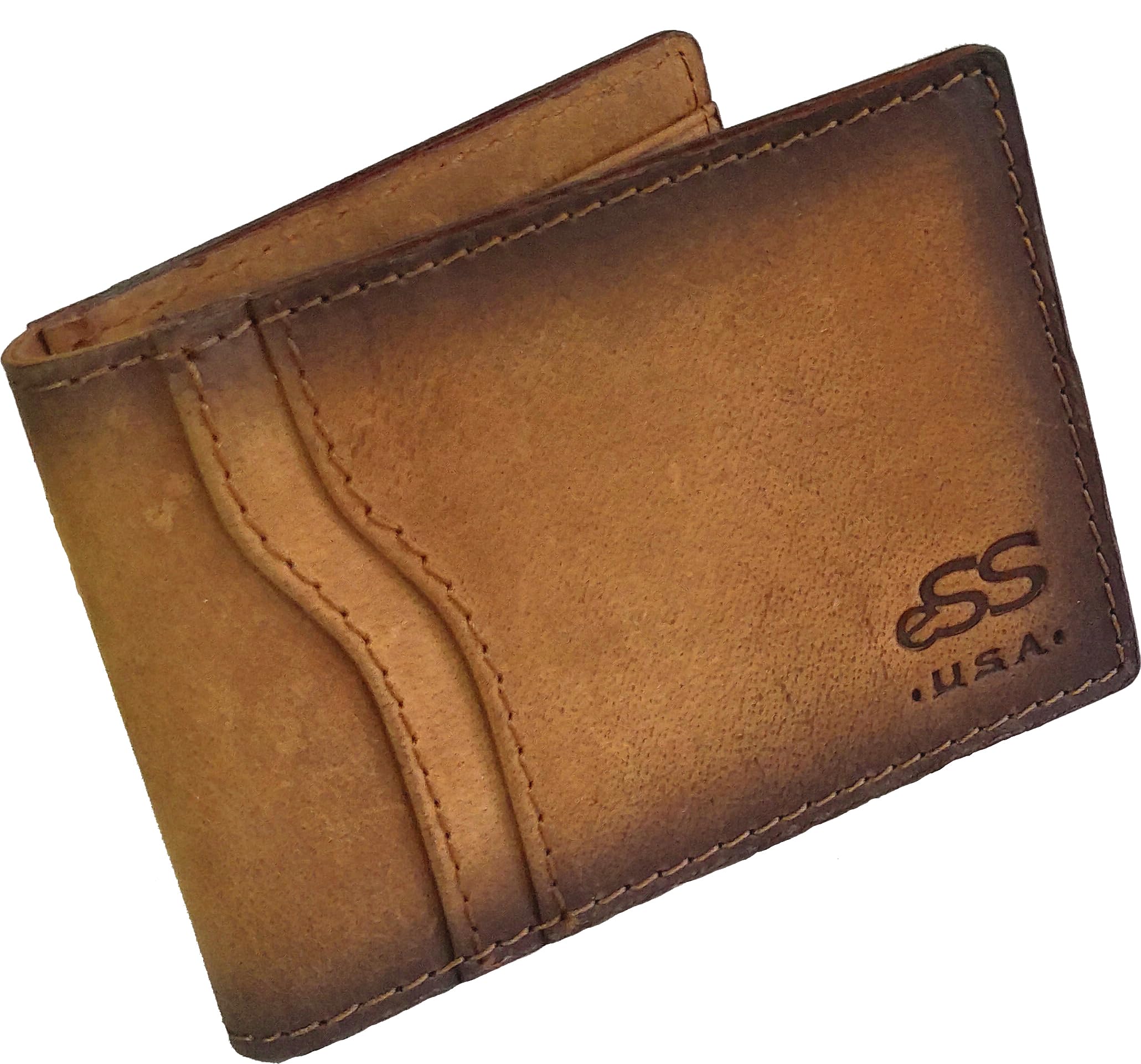 Slim Leather Wallet for Men - RFID Blocking Front Pocket Wallet with Money Clip & Credit Card Holder - Genuine Teak Leather - Best Gift for Dad (4.25
