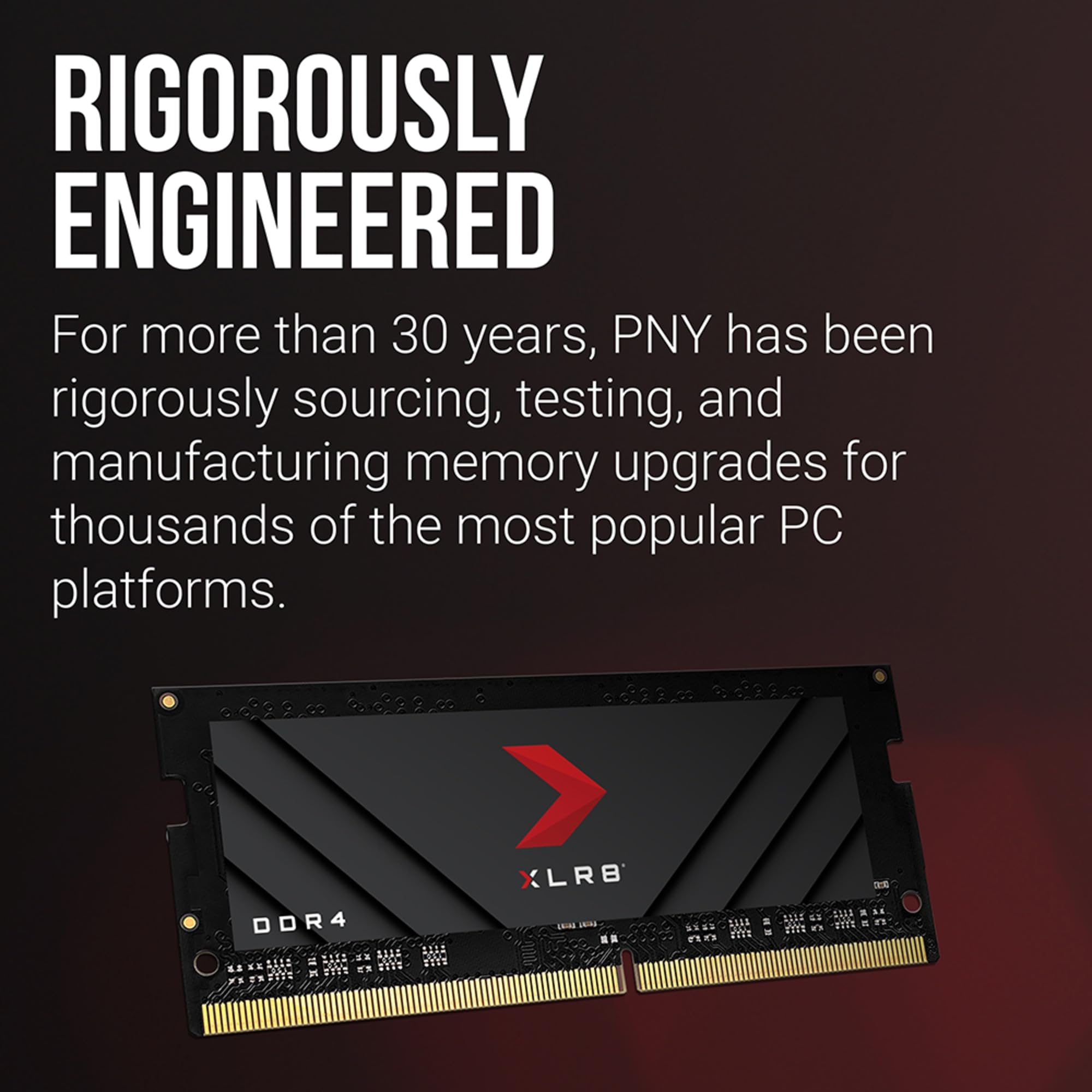 PNY XLR8 Gaming 16GB DDR4 3200MHz SODIMM Laptop Memory - High Performance RAM for Notebooks, Gaming, and Productivity (PC4-25600, CL20, 1.2V) - Perfect for Gaming Laptops, Content Creation, and Multitasking