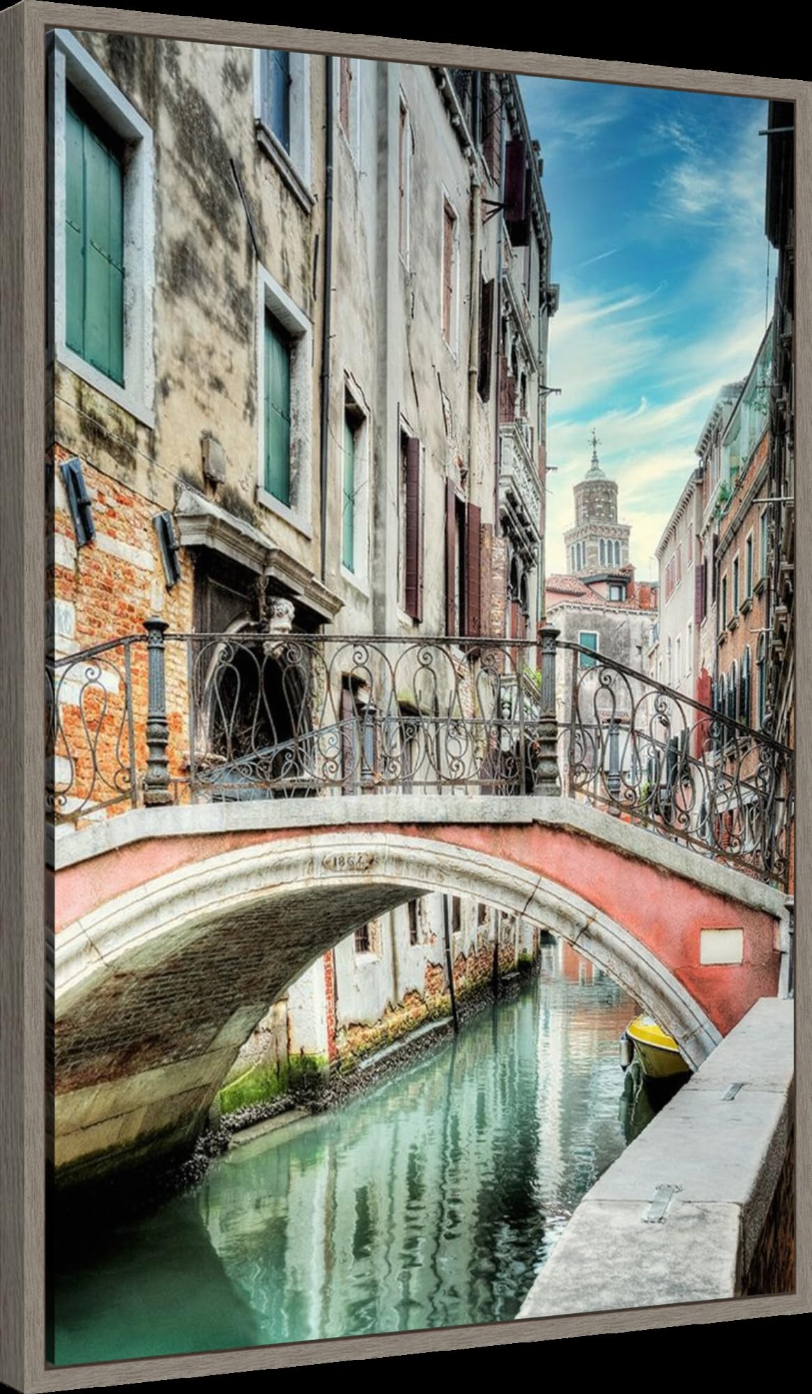 Amanti Art Framed Canvas Wall Art - 33x23 Venetian Canale Italy Landscape Painting by Alan Blaustein, Rustic Cityscape Decor, Large Framed Poster for Living Room & Bedroom - Perfect for Home, Office & Gift Giving