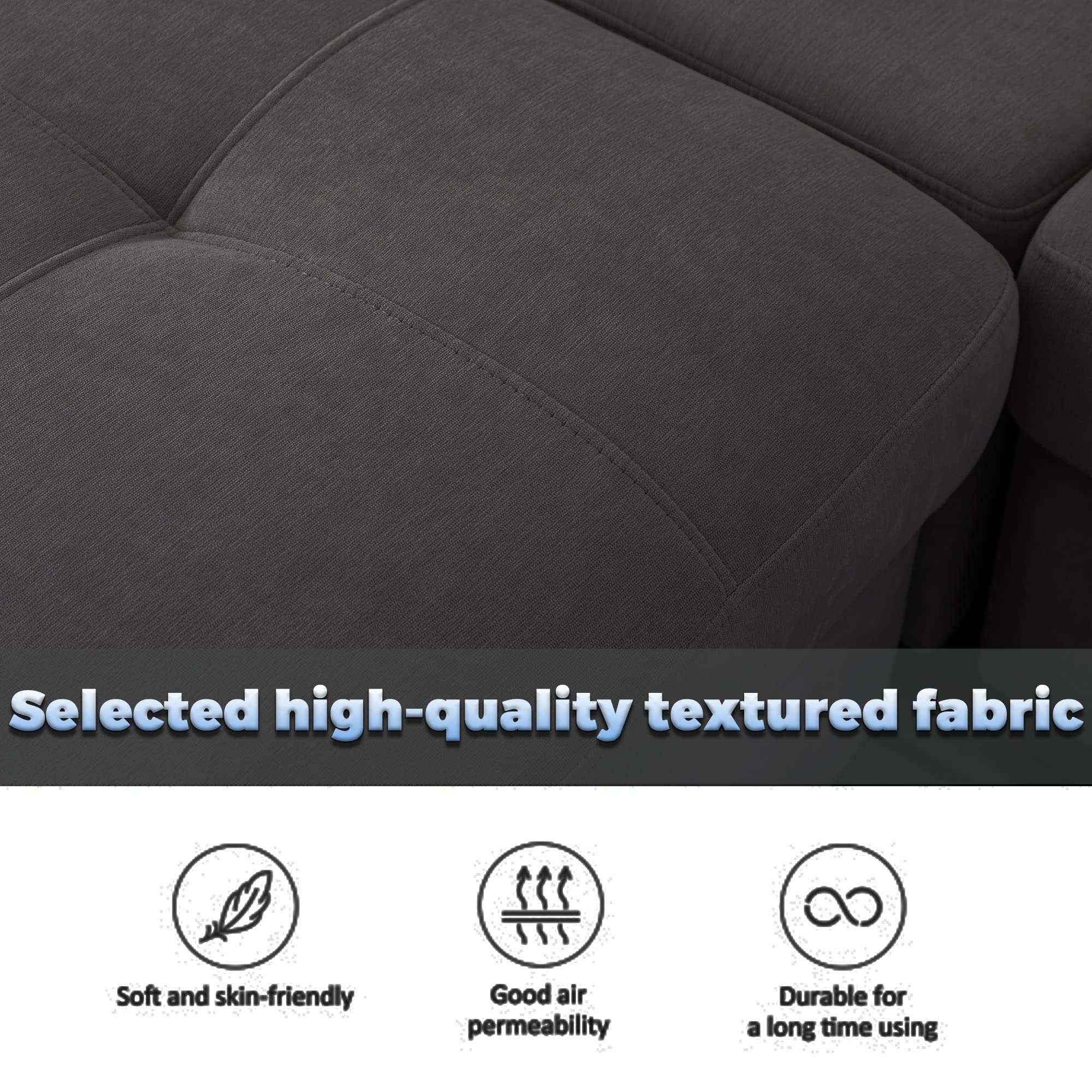 Luxury Velvet Sectional Sofa Set - Modular Upholstered Couch with Armless Chair for Living Room, Dark Gray | Perfect for Small Spaces, Apartments & Modern Home Decor