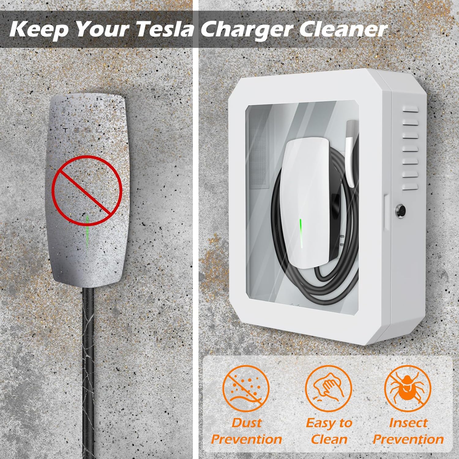 Premium Tesla Gen 3 & ChargePoint EV Charger Station Box - Weatherproof Outdoor Wall Connector Cover with Cable Organizer | Snowproof, Dustproof, Anti-Theft Protection for Home & Garage Charging Accessories | Perfect for Driveway, Parking Spot & Outdoor EV Charging Stations