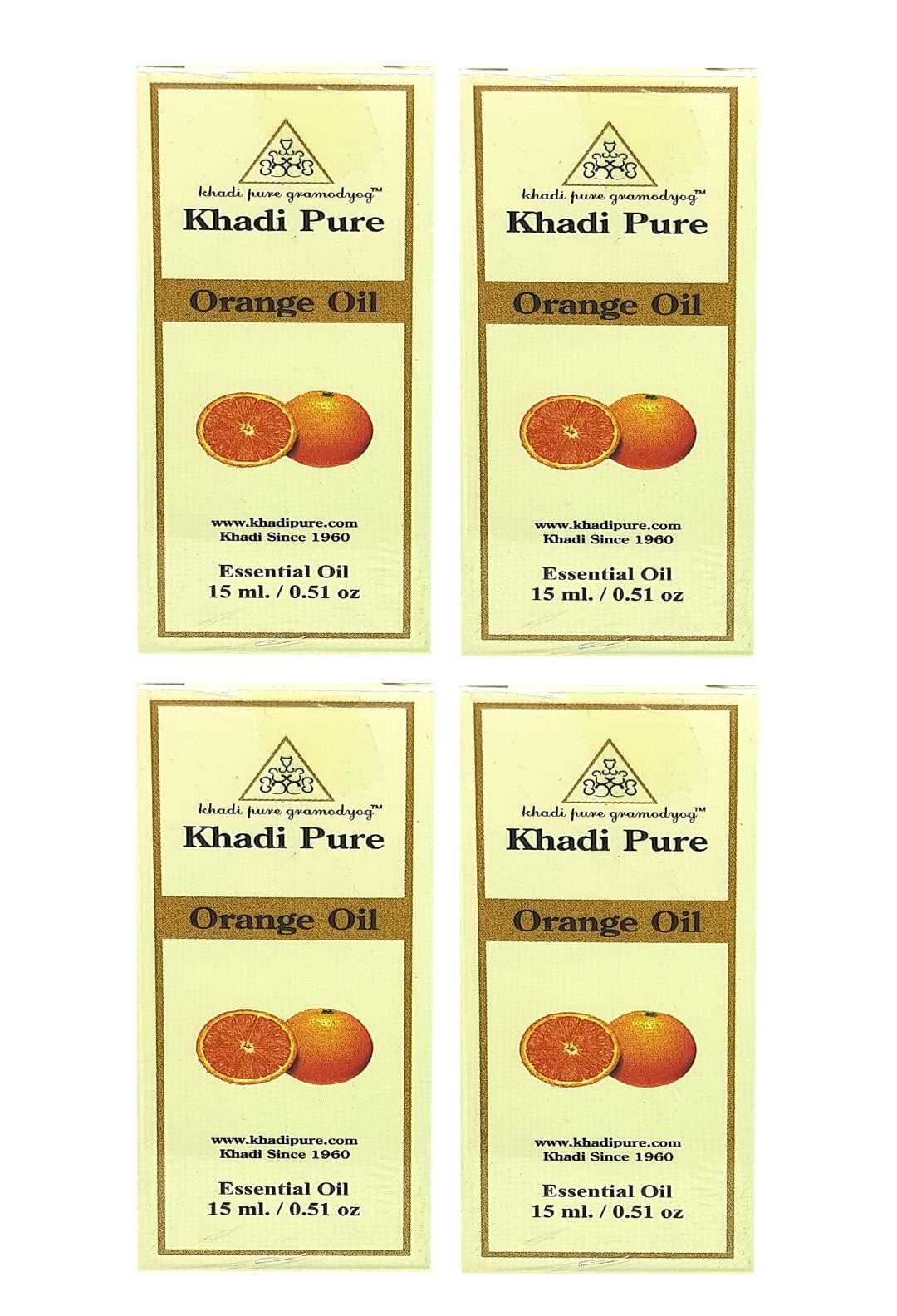 Khadi Pure Herbal Orange Essential Oil - 15ml (Pack of 4) | 100% Natural Aromatherapy Oil for Diffusers, Massage & Relaxation | Perfect for Home Spa, Yoga & Stress Relief