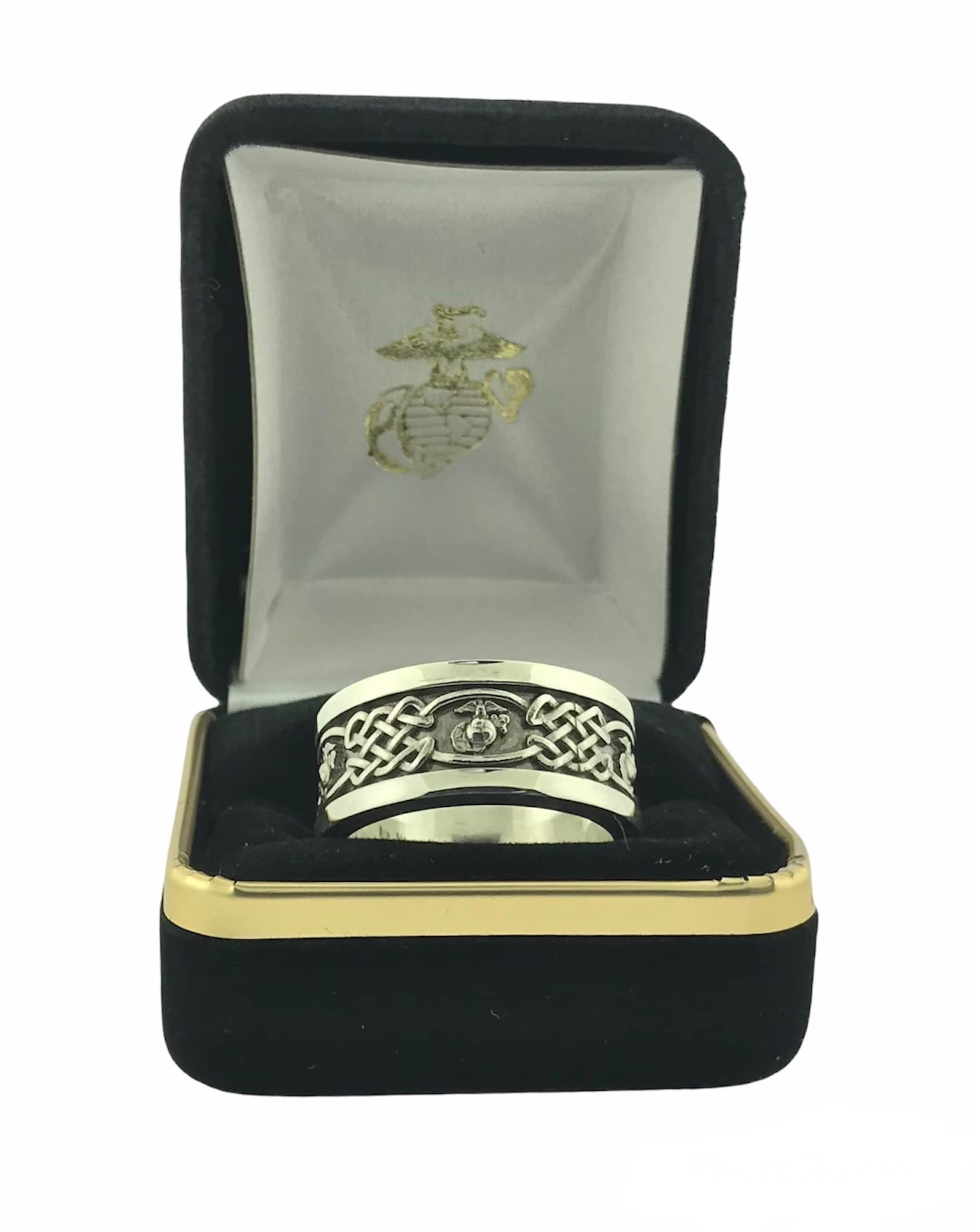 USMC EGA Celtic Weave Ring for Men - Stainless Steel Military Symbol Ring - Perfect Gift for Marines, Veterans & Military Enthusiasts - Ideal for Everyday Wear, Special Occasions & Patriotic Events