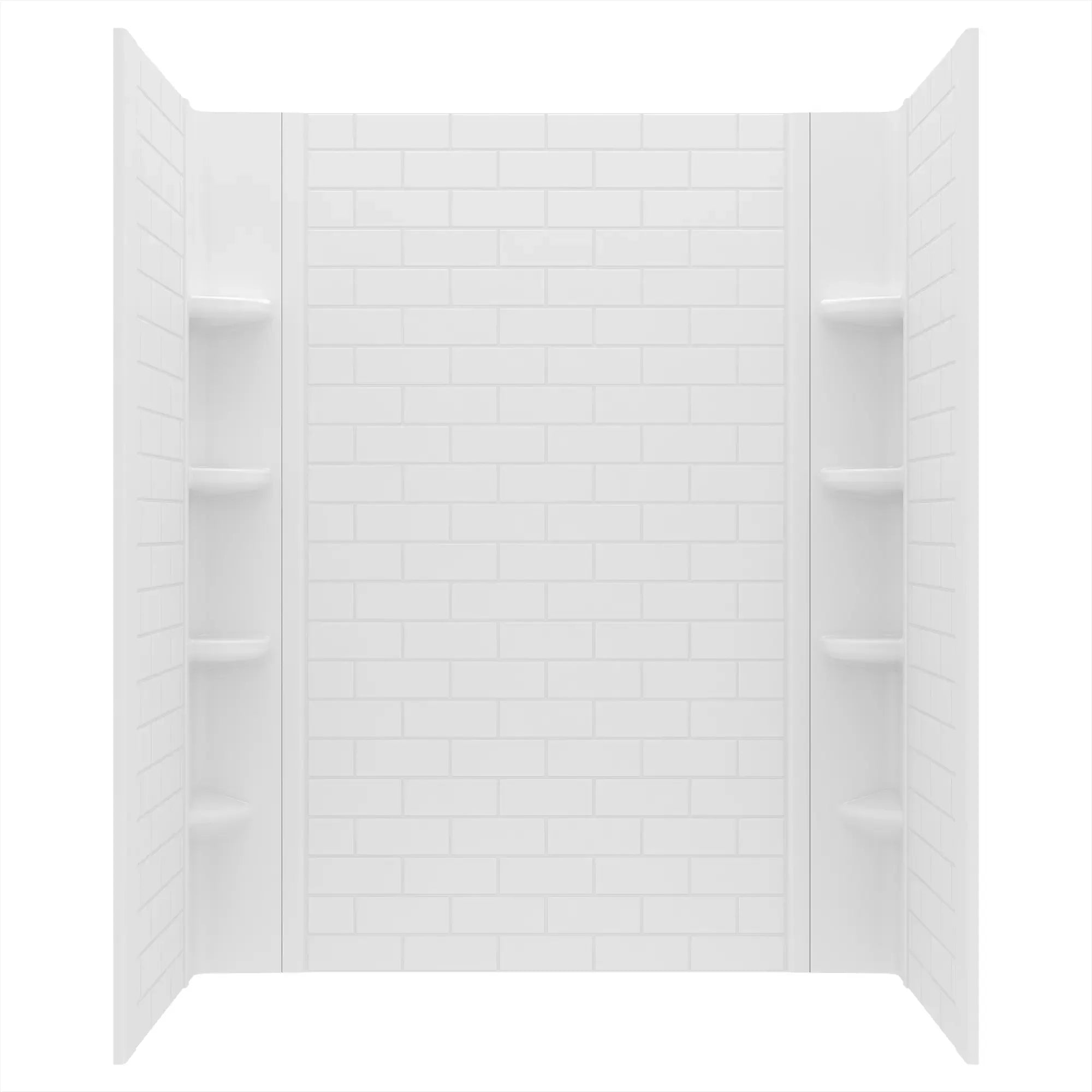 60x72 Inch Subway Tile Pattern 3-Piece Shower Surround Set - Waterproof Bathroom Wall Panel Kit for Modern Home & Apartment Renovation