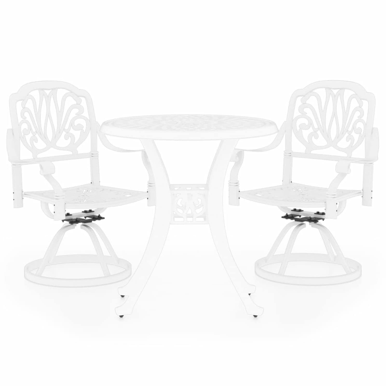 Festnight 3-Piece Outdoor Bistro Set - All-Weather Patio Furniture with Umbrella Hole, Cast Aluminum Table and Chairs in White - Perfect for Yard, Balcony, Garden or Poolside Dining