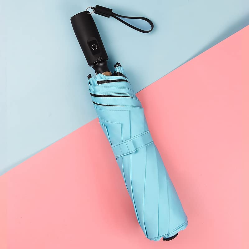 Portable Electric Cooling Fan UV Sun Protection Rainproof Umbrella - Perfect for Outdoor Activities, Beach, Camping & Travel