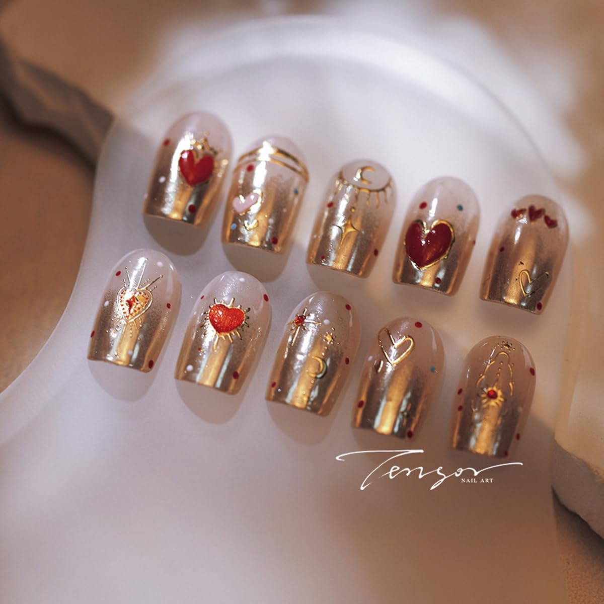 5D Heart Nail Art Stickers - Valentine's Day Pink Red Gold Embossed Empty Heart Nail Decals for Manicure & Nail Art Decorations | Perfect for DIY Nails, Parties, Weddings & Special Occasions