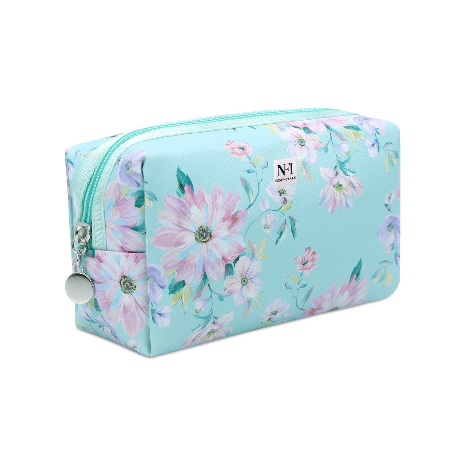 NFI Essentials Floral Print Cosmetic Pouch - Waterproof Makeup Bag, Jewelry Organizer & Travel Toiletry Case for Women | Perfect for Travel, Gym & Daily Use (CP-13 Pro)