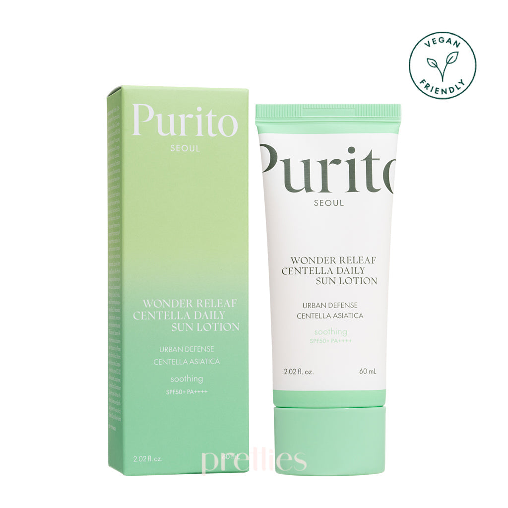 PURITO Wonder Releaf Centella Daily Sun Lotion SPF50+ PA++++ 60ml | Korean Sunscreen for Face | Lightweight, Non-Greasy Sun Protection | Perfect for Daily Use & Outdoor Activities