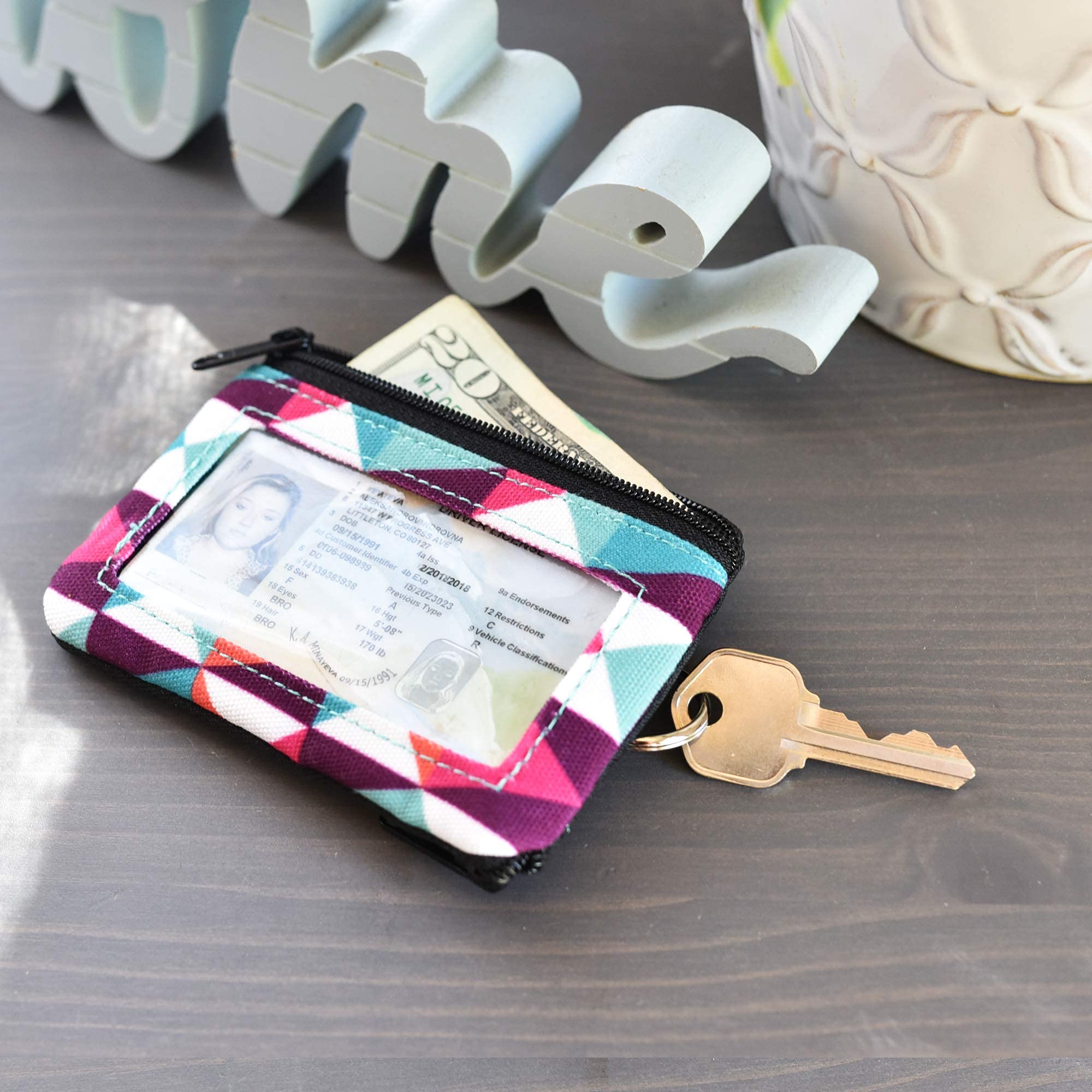 Minimalist Women's Wallet - Ambry GoWallet Slim RFID Blocking Credit Card Holder & ID Case with Keychain (Sylvia) | Perfect for Travel, Work, and Everyday Use