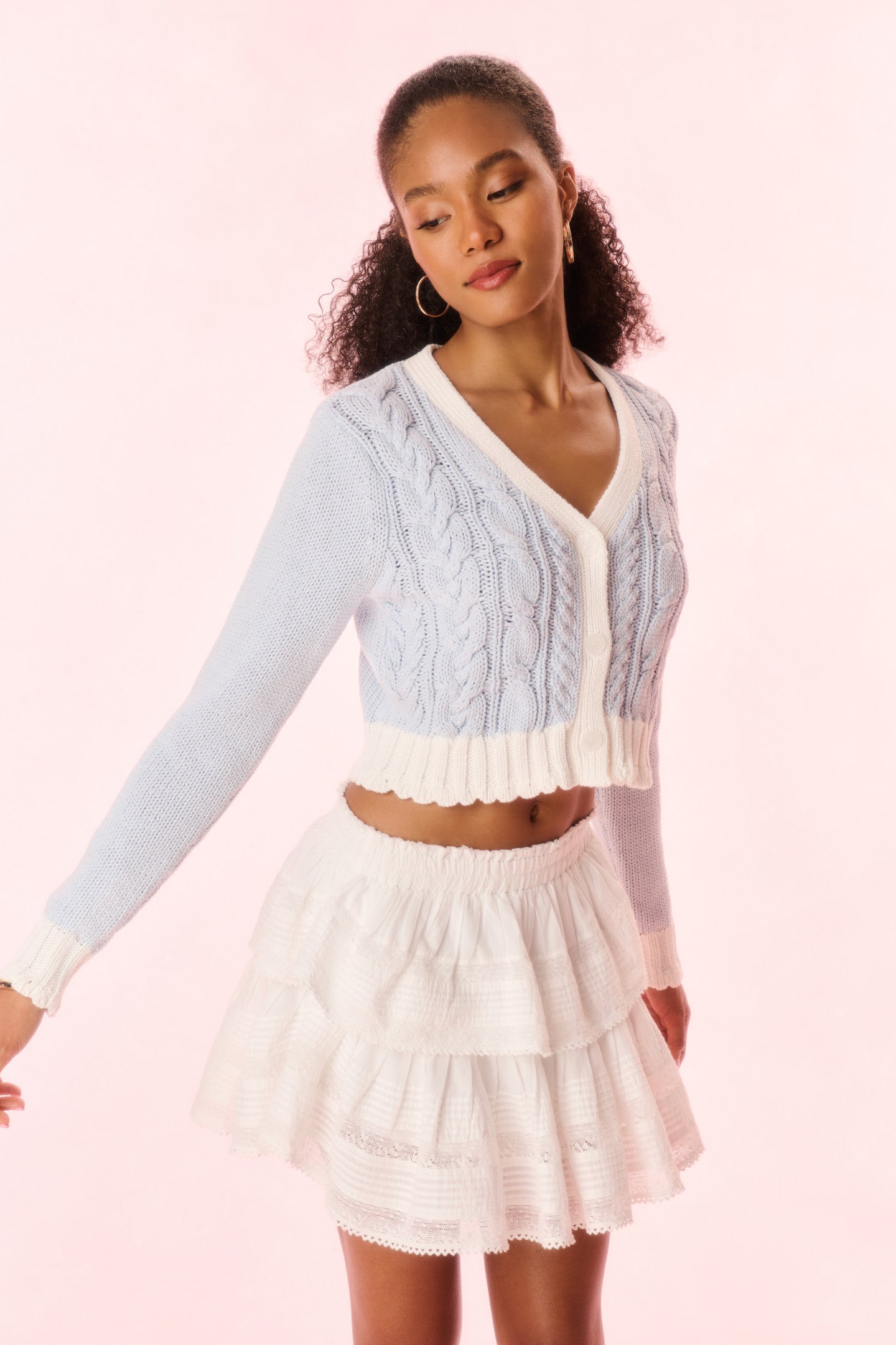 Hyacinth Cropped Cable Knit Cardigan for Women - Soft Chunky Knit Open Front Sweater - Cozy Fall & Winter Layering Piece for Casual Outfits or Office Wear