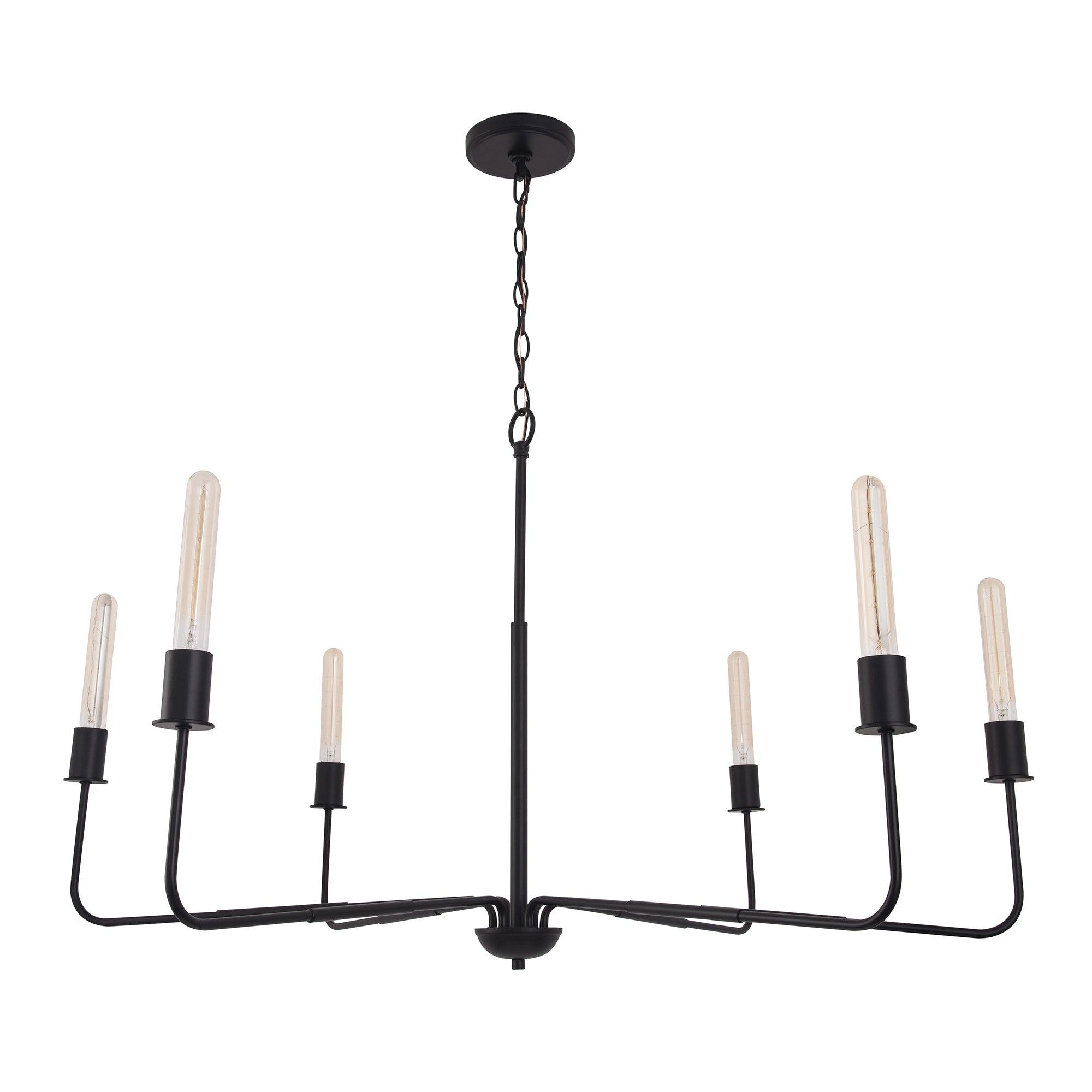 6-Light Industrial Dimmable Chandelier - Vintage Farmhouse Ceiling Light Fixture for Dining Room, Kitchen Island & Bedroom Decor
