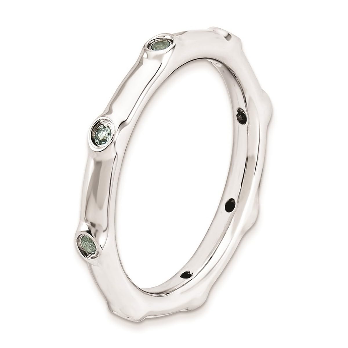 925 Sterling Silver Bezel Polished Stackable Aquamarine Ring for Women - Dainty Elegant Jewelry for Everyday Wear, Gift Giving & Special Occasions