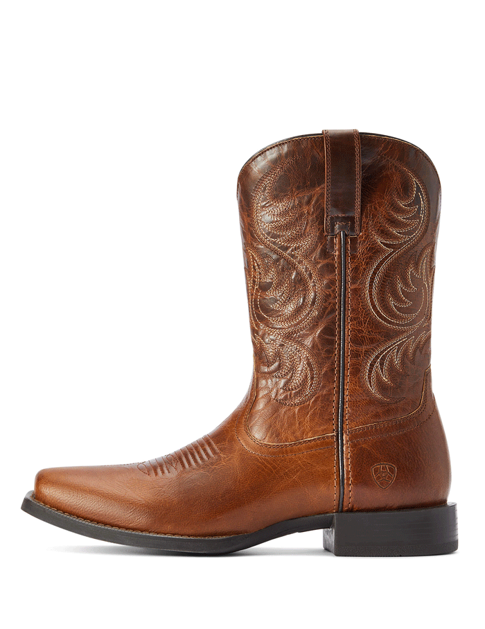 Ariat Men's Sport Boss Western Boot - Rich Cognac Brown Leather Cowboy Boots for Riding, Work & Casual Wear