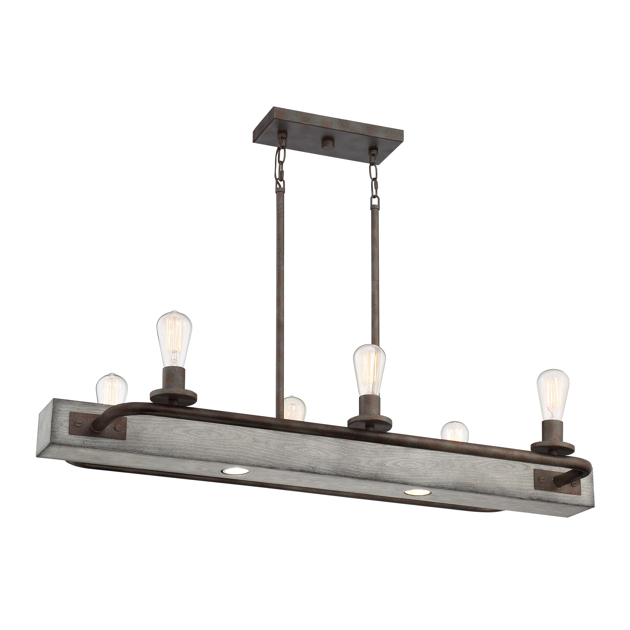 Quoizel Melville 6-Light Iron Gate Linear Chandelier - Modern Farmhouse Ceiling Light Fixture for Dining Room, Kitchen Island & Entryway