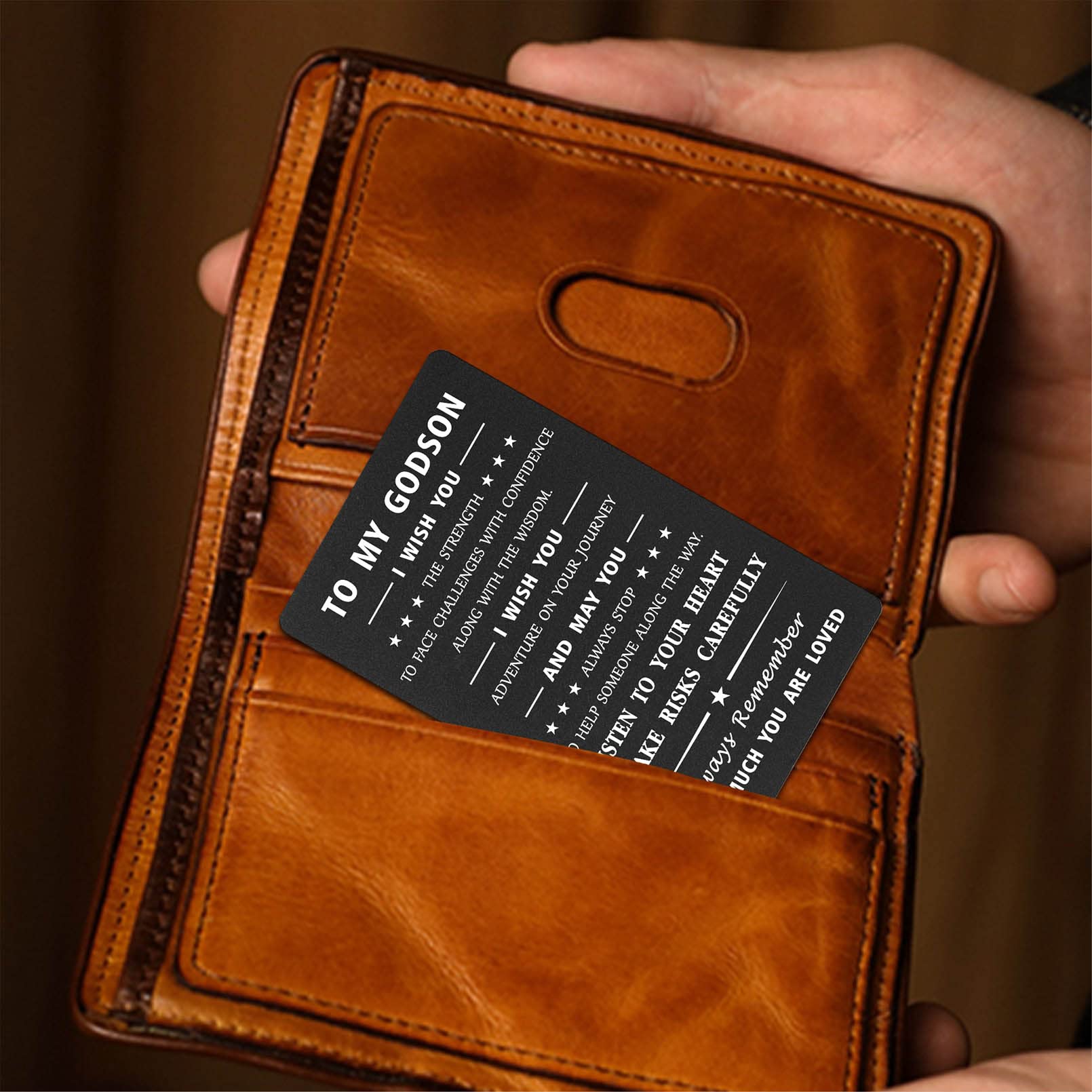 Premium Mataly Godson Inspirational Wallet Card - Thoughtful Godfather Godmother Gift for Birthday, Graduation & Special Occasions - Perfect Keepsake for Godson's Milestone Celebrations