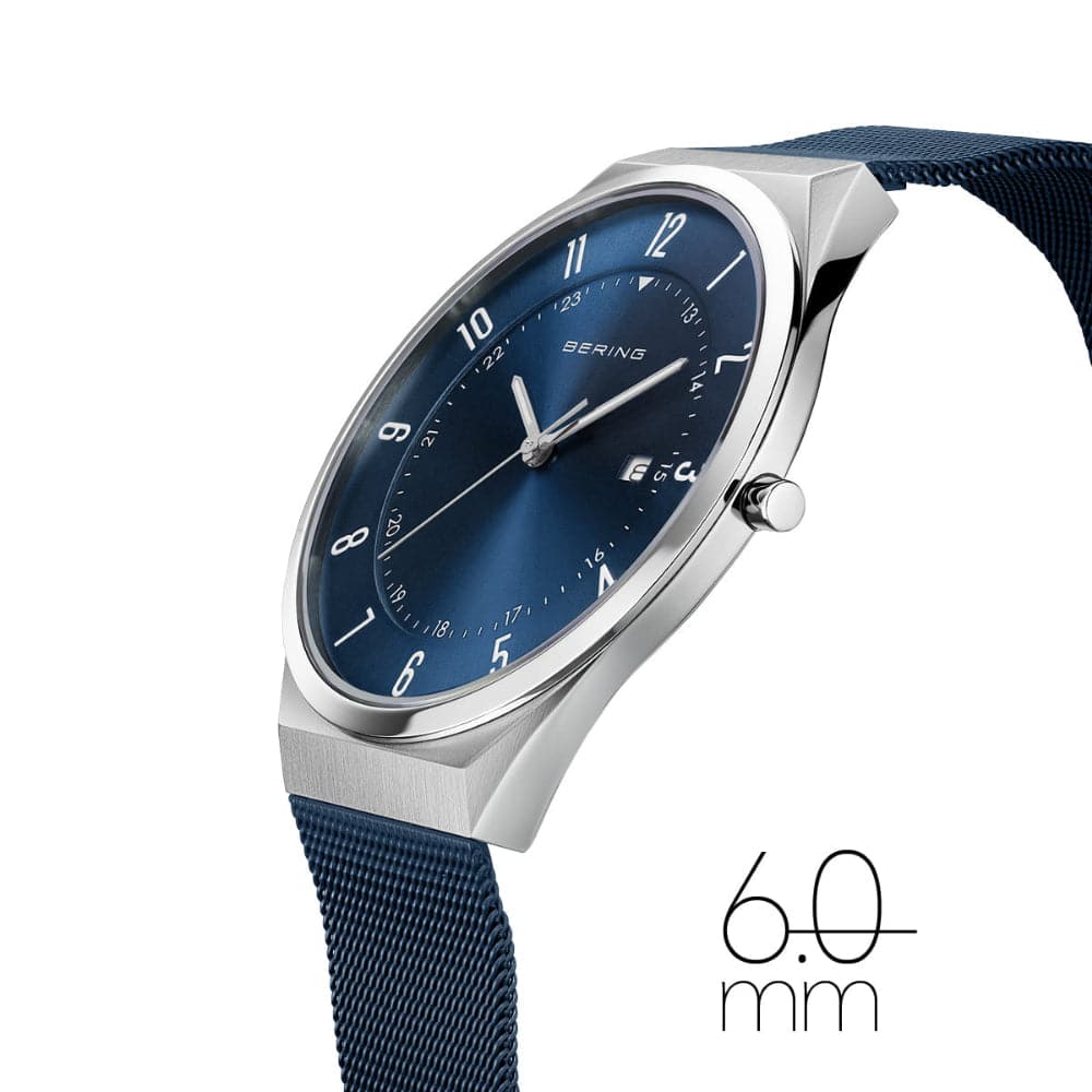 Bering Ultra Slim Men's Watch with Blue Dial & Milanese Strap - Model 18740 307 | Elegant Dress Watch for Business, Formal Events & Everyday Wear