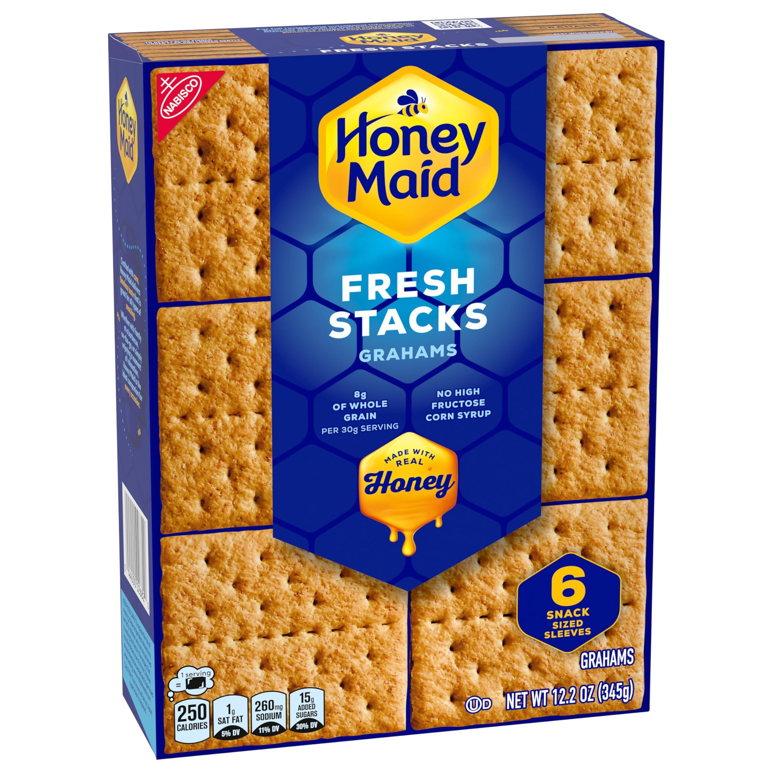Honey Maid Fresh Stacks Graham Crackers - 6 Boxes (36 Snack Packs) | Bulk Travel Snacks for Kids, Hiking & Office | Crunchy Cinnamon Flavored Cookies for Lunchboxes & Camping
