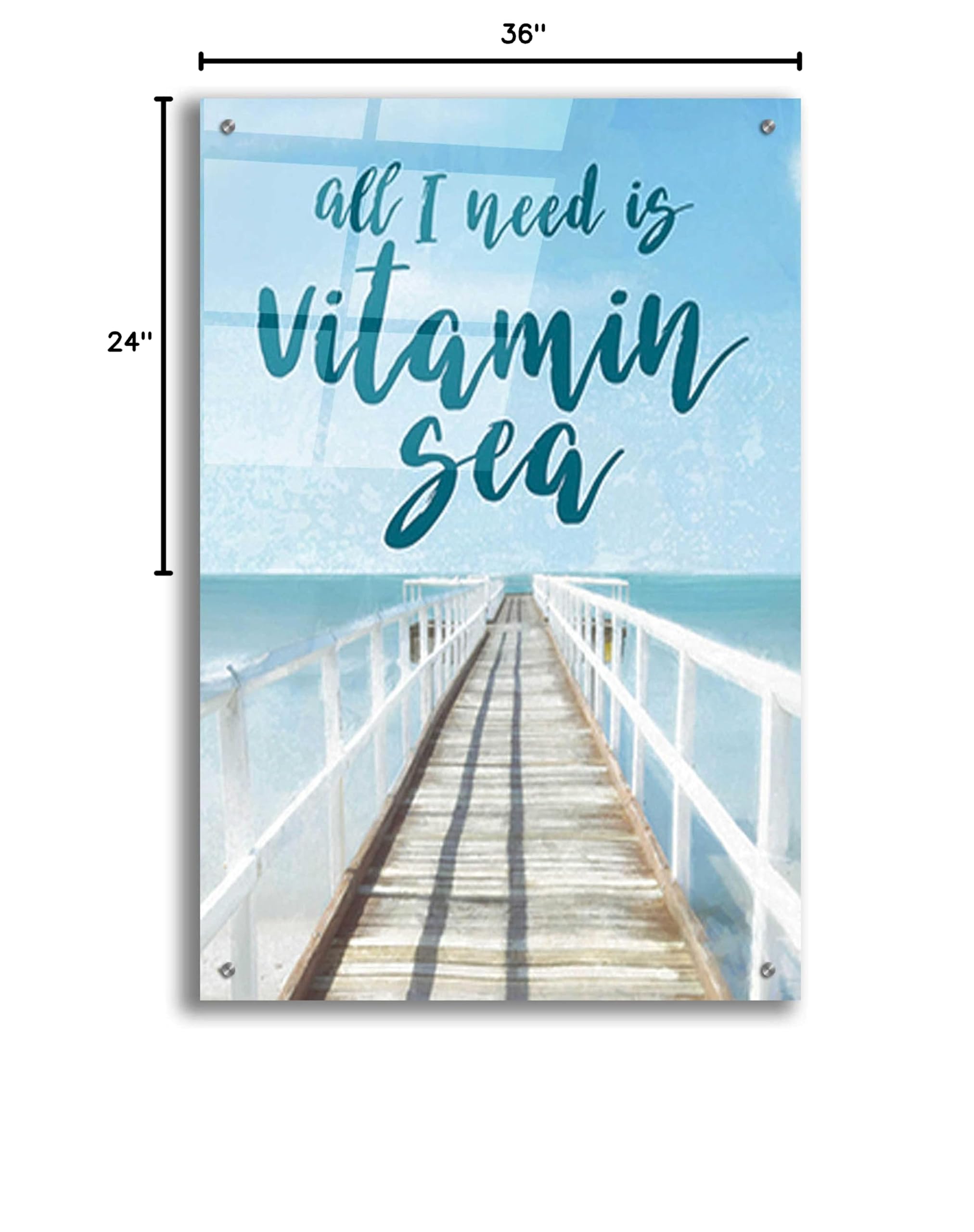 Cloverfield & Co. 'Vitamin Sea' Acrylic Glass Wall Art - 24x36 Inches, Vibrant Ocean Painting for Living Room, Bedroom & Office Decor