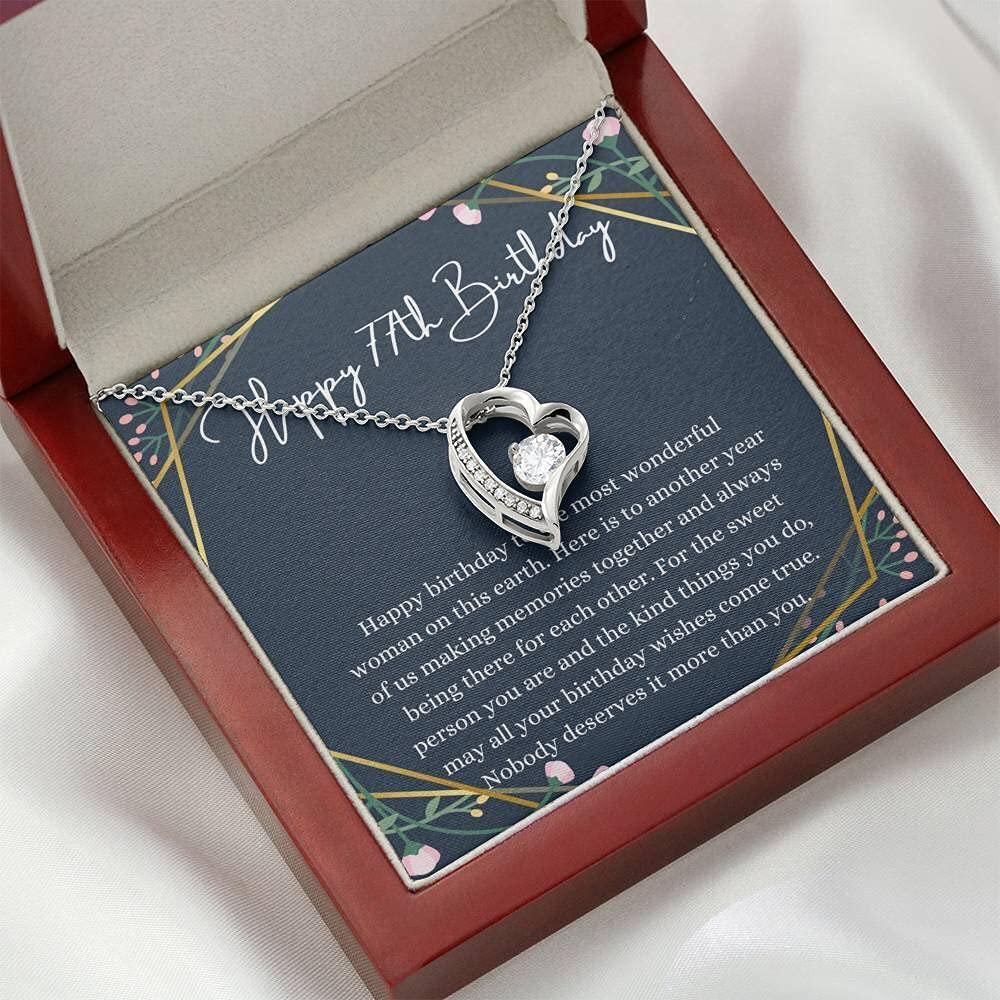**Personalized Handmade Heart Necklace with Message Card - Unique 77th Birthday Gift for Women - Perfect for Celebrations, Anniversaries & Special Occasions**