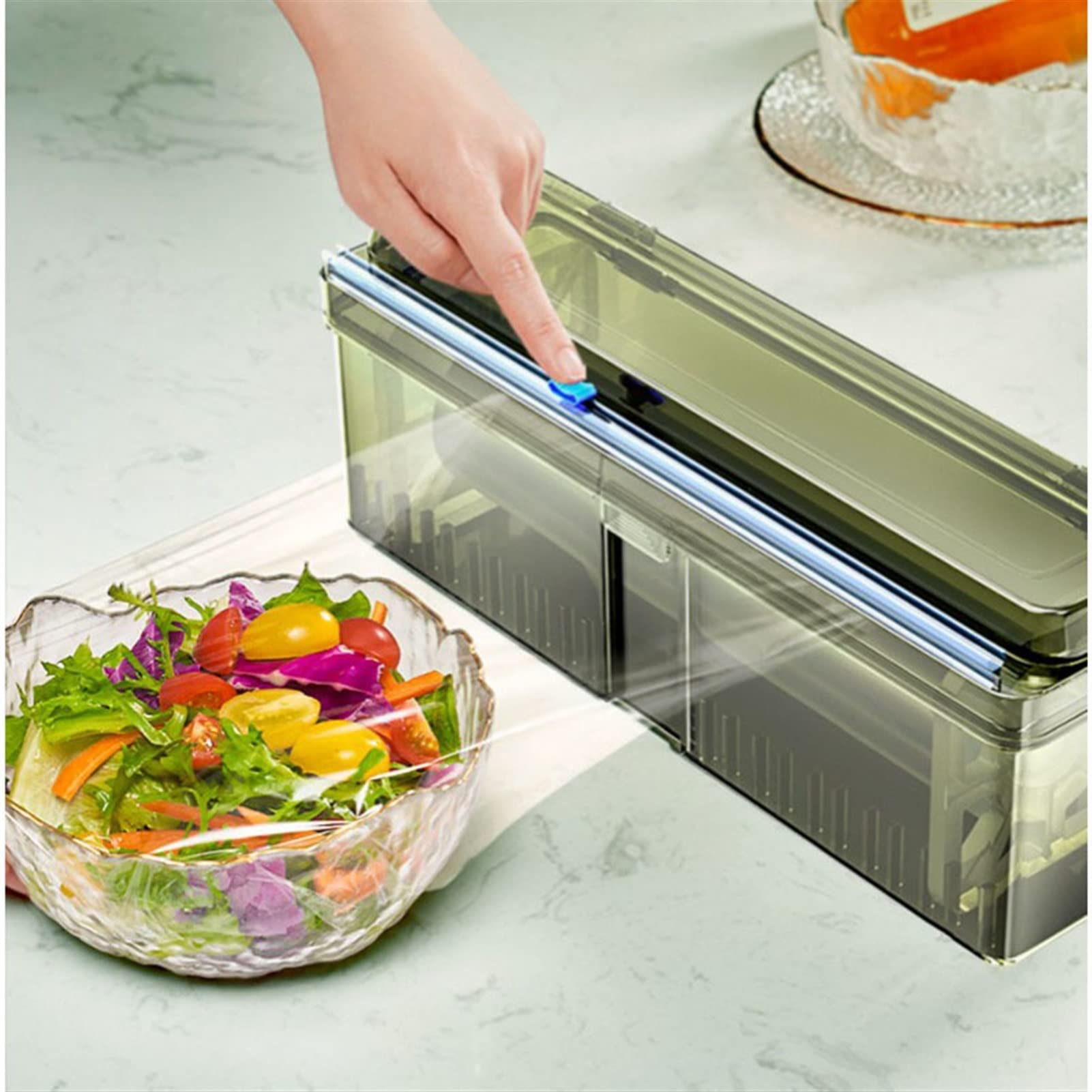 Multi-Function Kitchen Cling Film & Aluminum Foil Dispenser with Slide Cutter - Adjustable Refillable Plastic Wrap Cutter for Baking, Food Storage & Meal Prep - Perfect for Home Kitchen & Restaurant Use