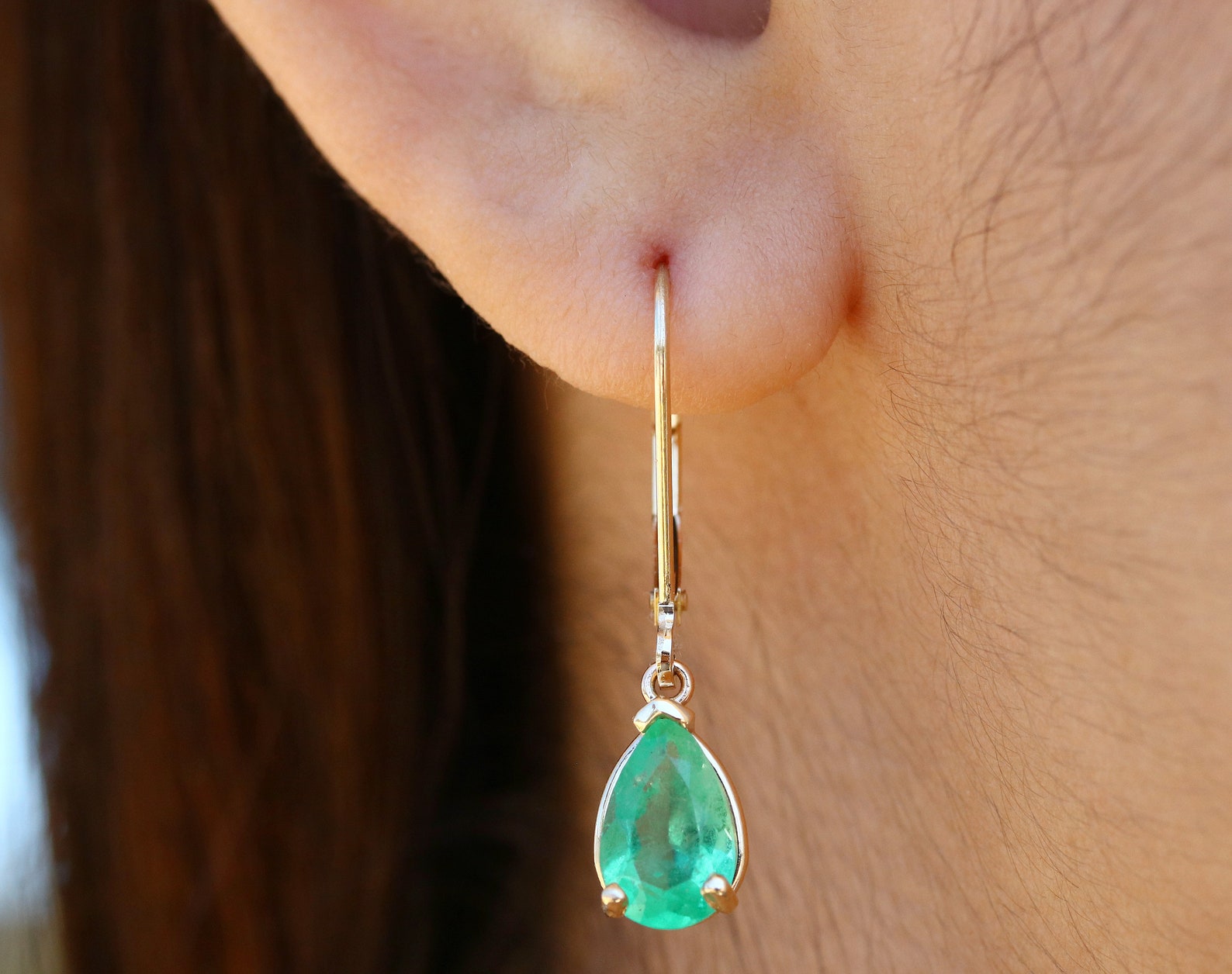 14K Gold Classic 2.0tcw Pear Drop Dangle Leverback Earrings for Women - Elegant Wedding, Party & Evening Wear Jewelry Gift