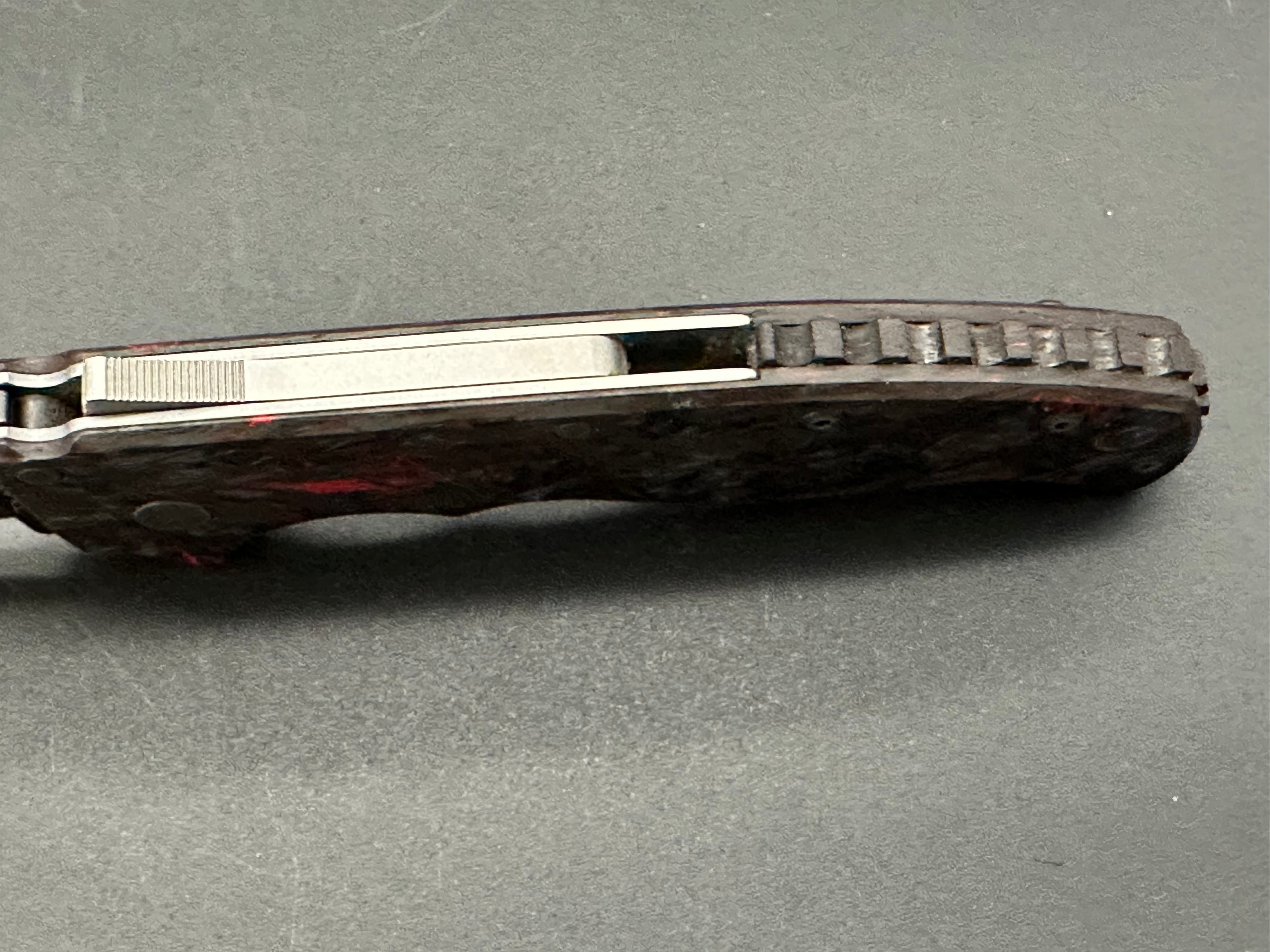 Demko AD20.5 Folding Knife with Red Matter Carbon Fiber Scales - EDC Pocket Knife for Outdoor Camping, Hiking & Everyday Carry