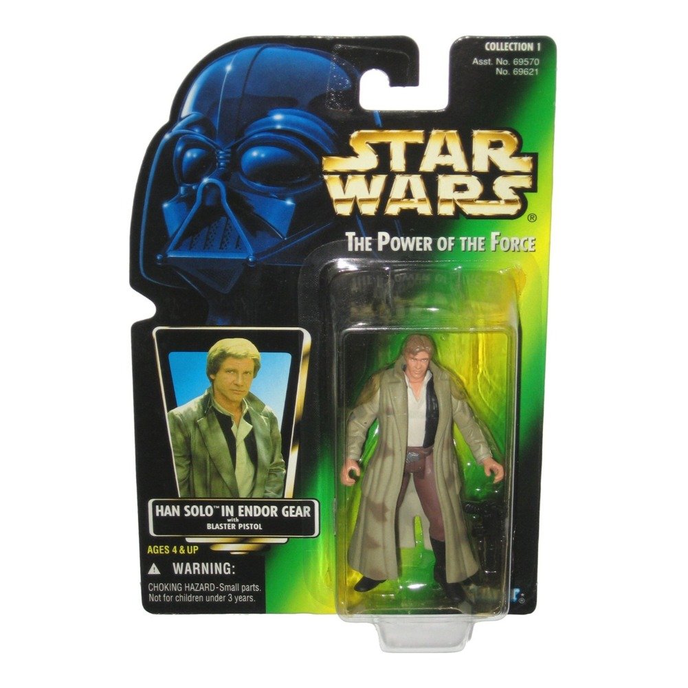Star Wars 1996 Power of the Force HAN SOLO IN ENDOR GEAR Action Figure with Blaster Pistol - Vintage Collectible for Display & Star Wars Fans