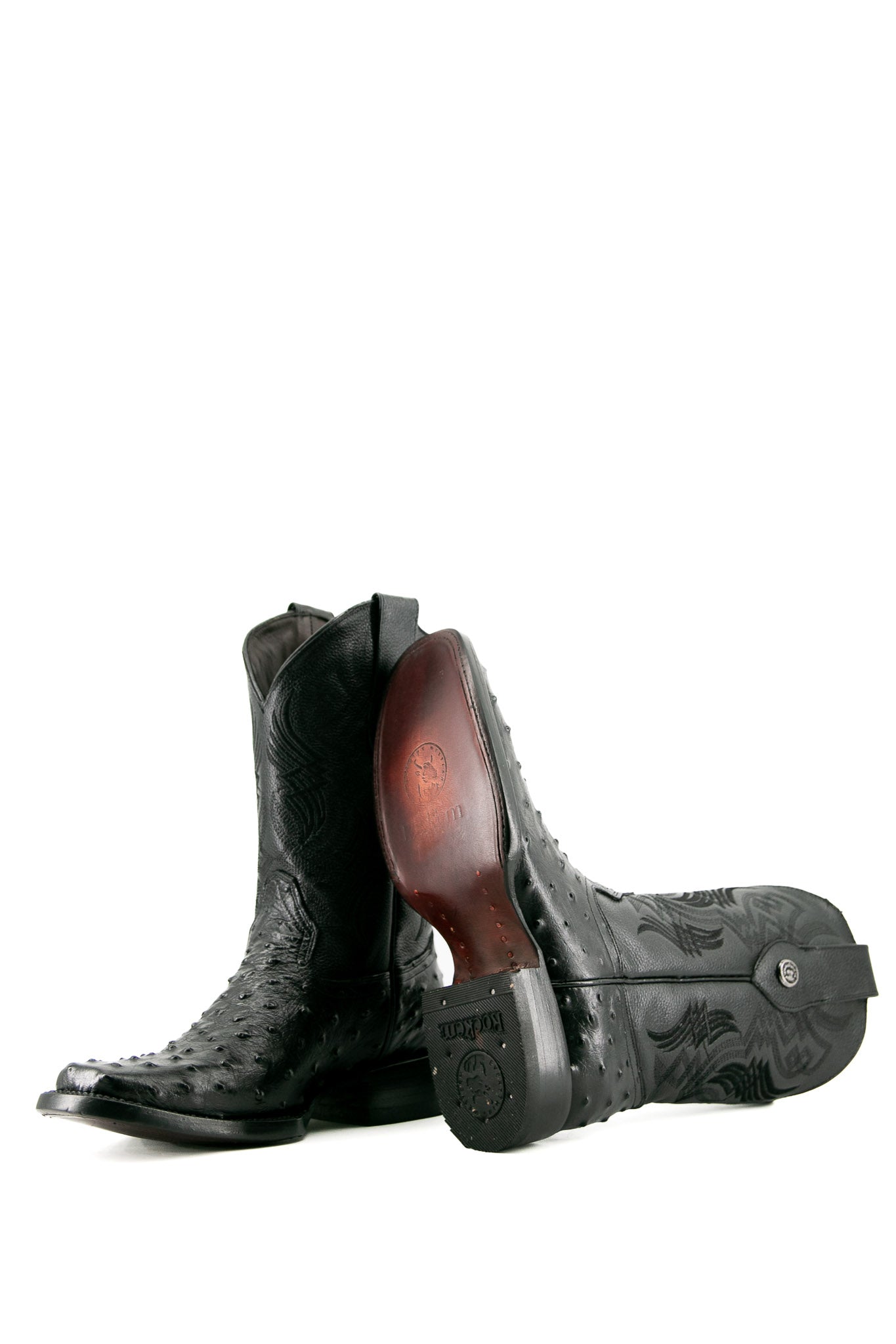 Vintage Ostrich Print Cowboy Boots for Men & Women - Western Rodeo Style Leather Boots - Perfect for Country Music Festivals, Line Dancing & Cowboy Themed Parties