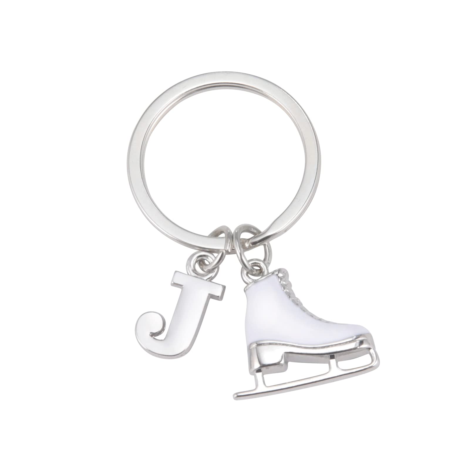 LIKGREAT Ice Skate Keychain - Personalized Figure Skating Keyring with Initial Charm - Handbag & Backpack Decoration for Skaters & Winter Sports Fans