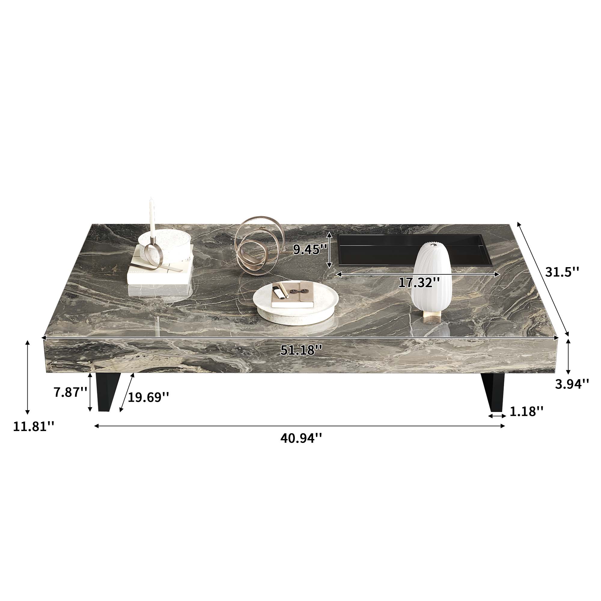 Modern Luxury Sintered Stone Rectangle Coffee Table - Minimalist Living Room Centerpiece for Home Decor & Entertaining