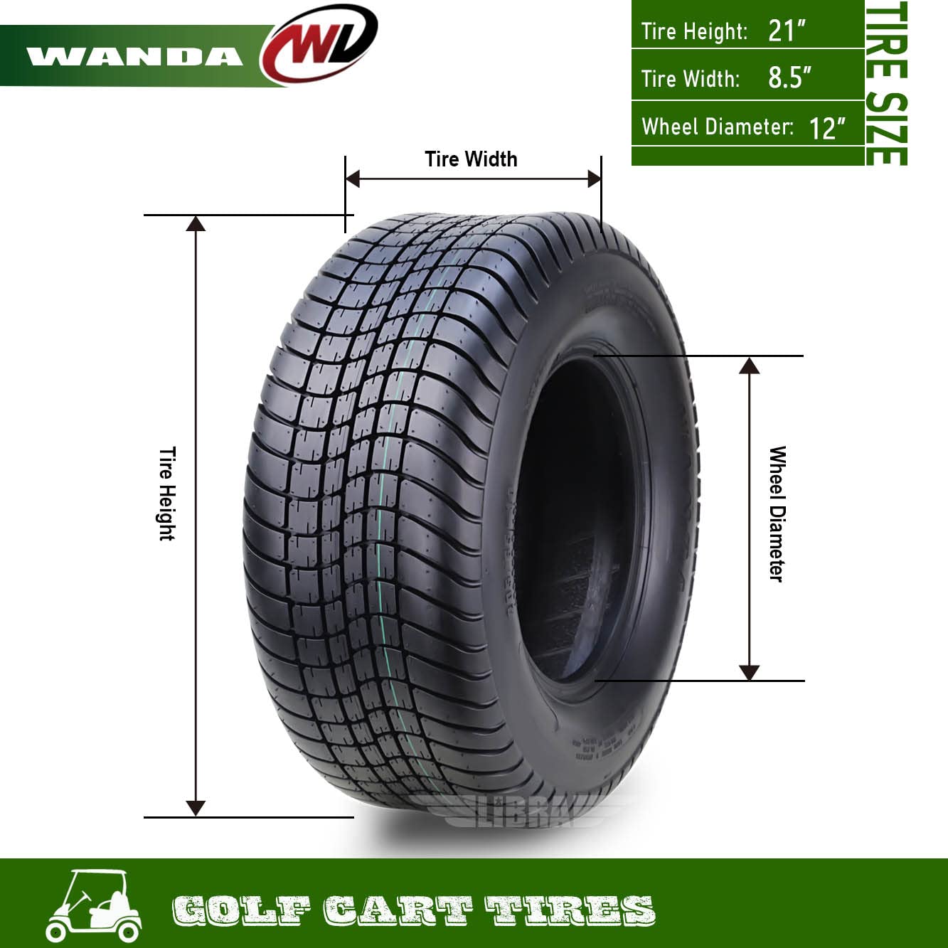 WANDA 215/50-12 Golf Cart & ATV Tires - 4 Ply All-Terrain Tires (Set of 2) - 215/50x12 - Perfect for Golf Carts, Utility Vehicles & Off-Road Adventures
