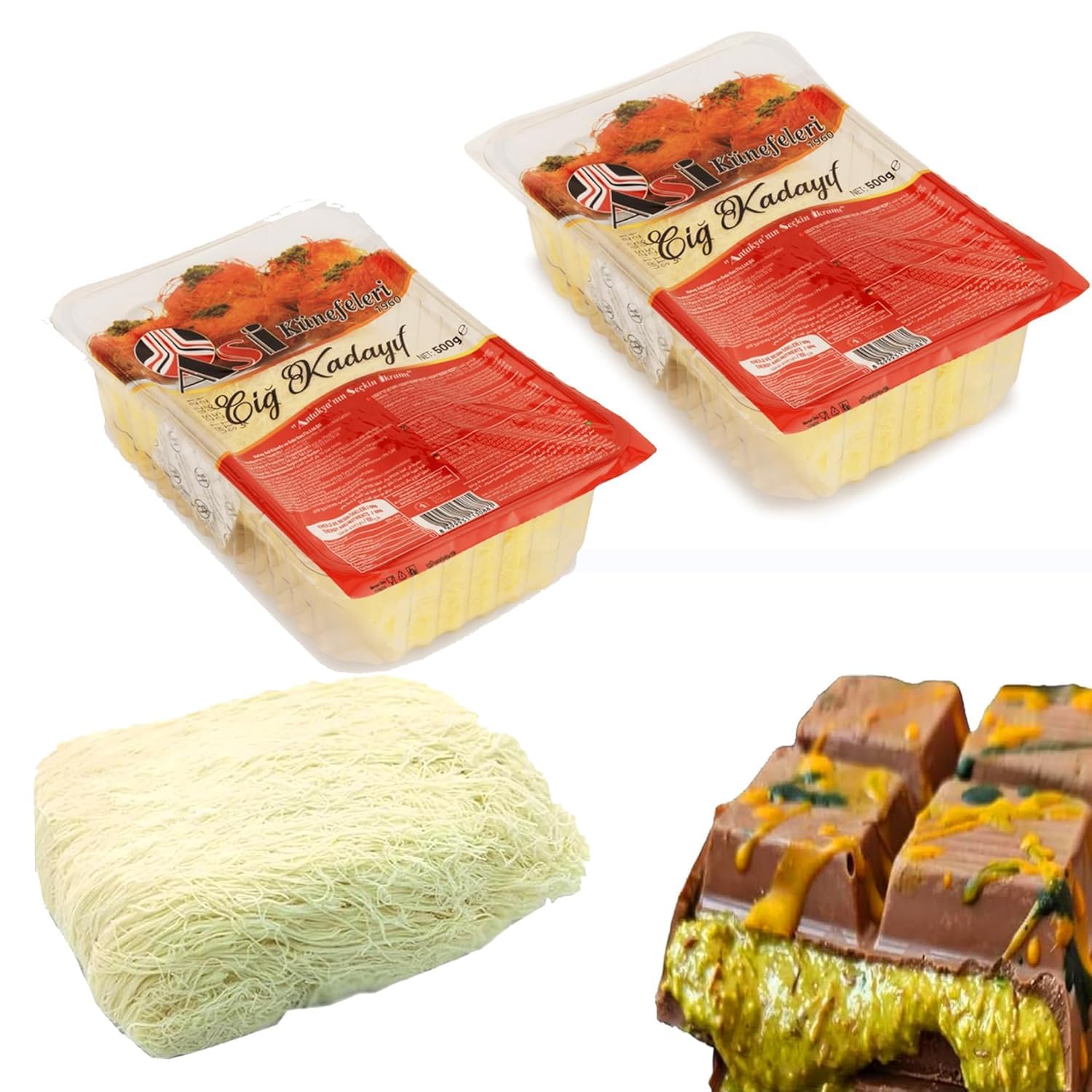 Kataifi Shredded Fillo Dough 1.1 Lb (500g) Pack of 2 - Premium Phyllo Pastry for Kunafa, Baklava & Middle Eastern Desserts | Perfect for Knafeh, Pistachio Chocolate Bars & Authentic Arabic Sweets | Chilled & Ready to Use for Home Baking & Special Occasions