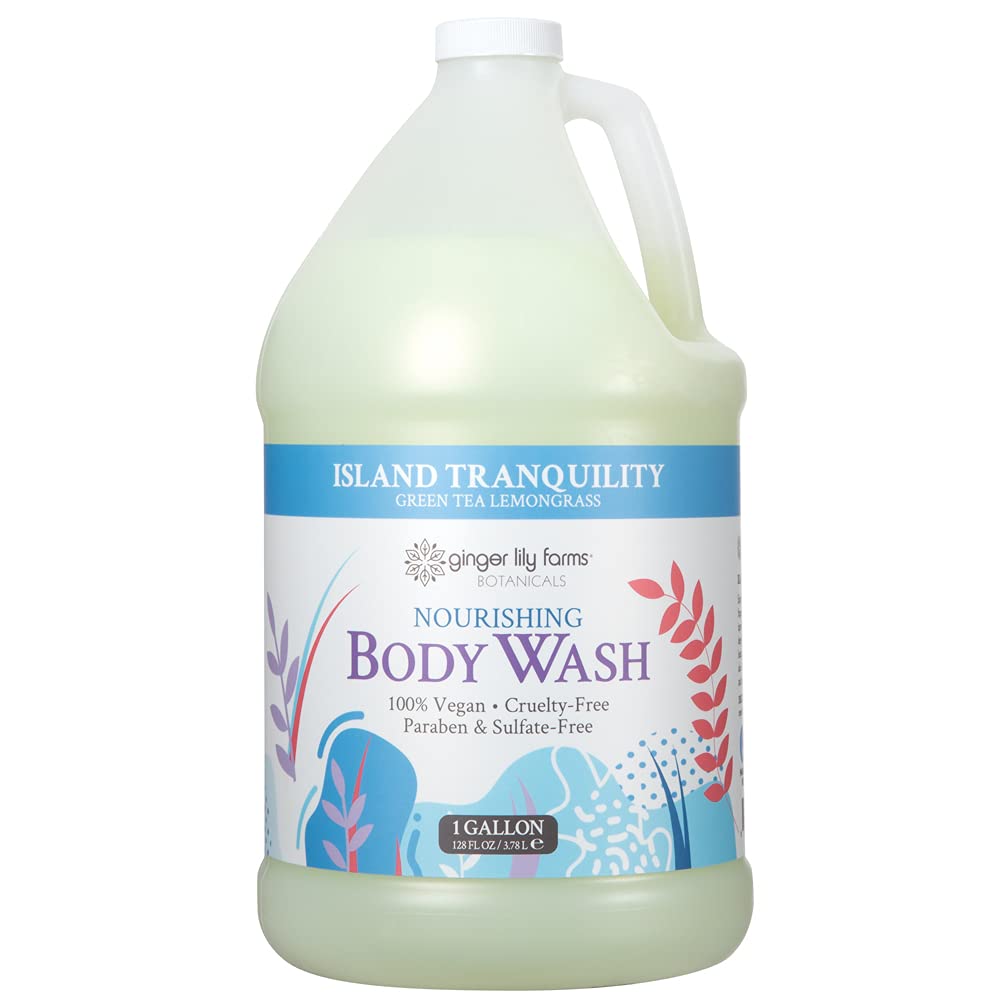 Ginger Lily Farms Island Tranquility Body Wash, Shampoo & Conditioner Set - 3-Piece Bath & Hair Care Bundle for Relaxing Spa Experience at Home