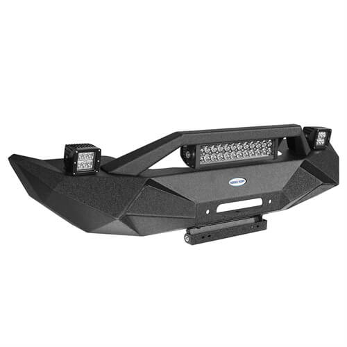 **Stubby Front Bumper with 60W LED Light Bar & Heavy-Duty Rear Bumper Combo for 2007-2018 Jeep Wrangler JK/JKU – Off-Road Adventure & Trail-Ready Upgrade**    *(Perfect for rock crawling, overlanding, and rugged trail rides – enhances protection and visibility for your Jeep Wrangler.)*